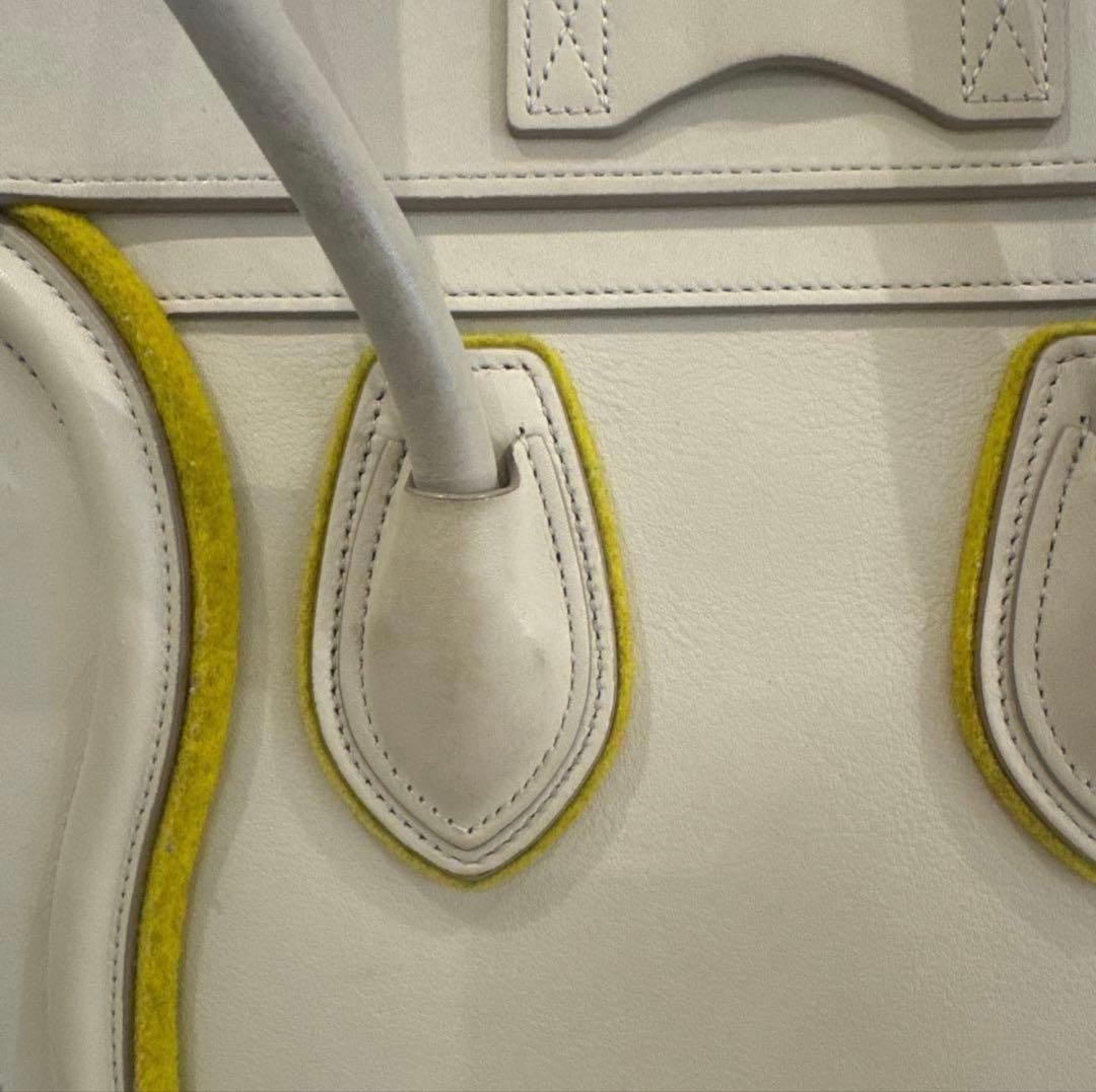Celine Luggage Handbag Beige Yellow Leather Tote Bag Purse with Dust Bag Used