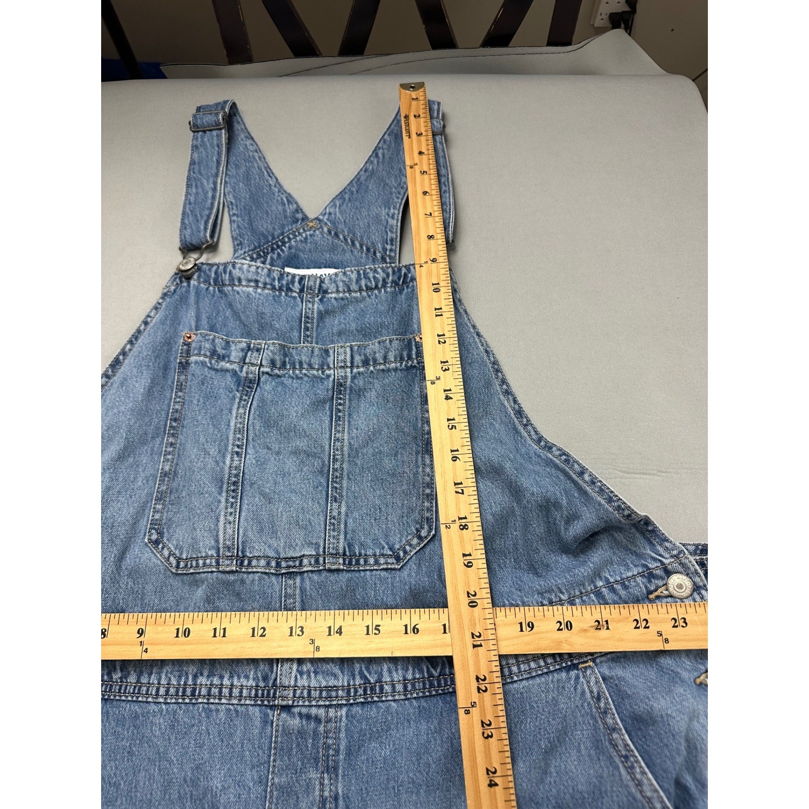 Old Navy Baggy Wide Leg Denim Overalls Medium Wash Blue 18 S/864051-00