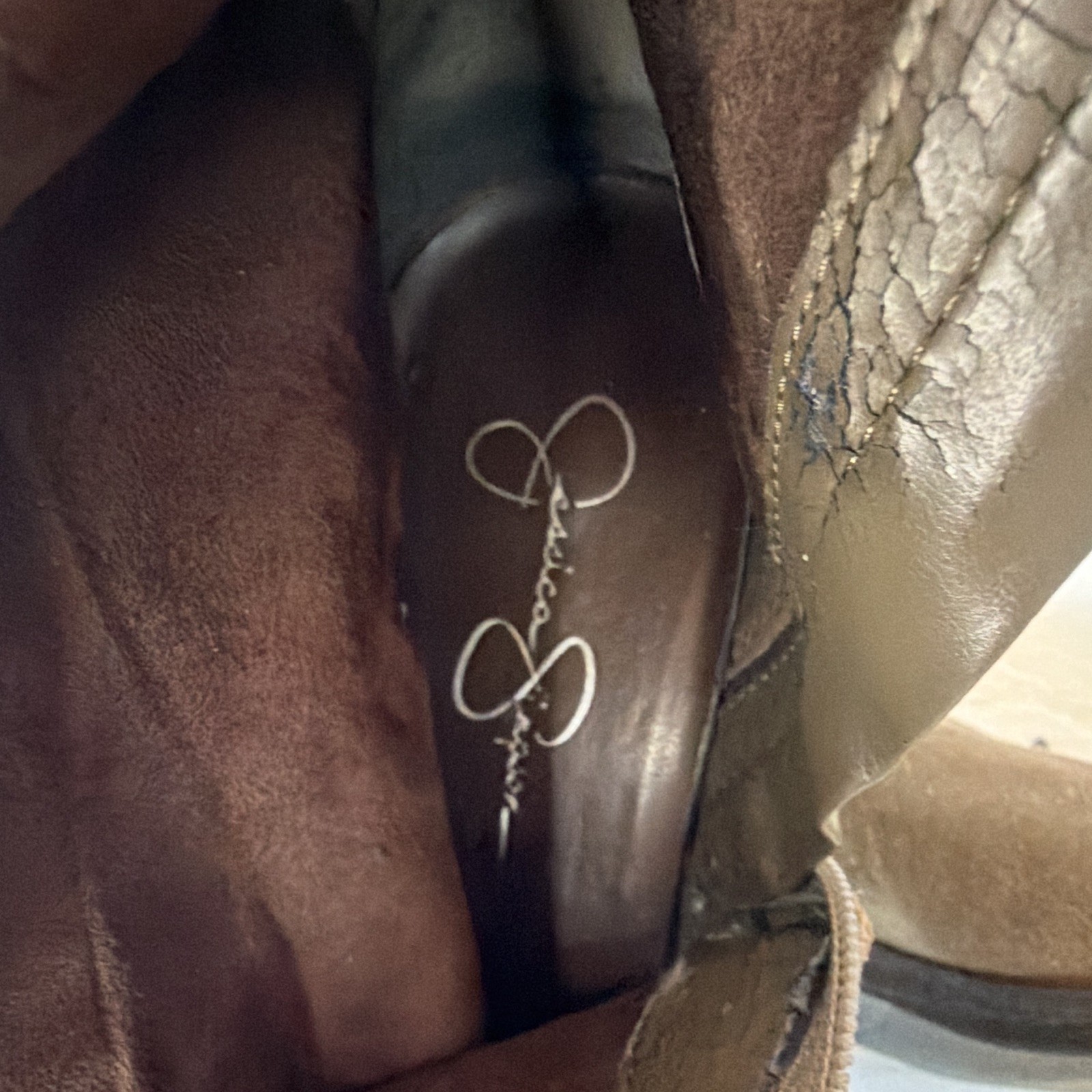 Jessica Simpson Brown Suede Mid-Calf Riding Boots Round Toe Side Zip Women’s 8.5