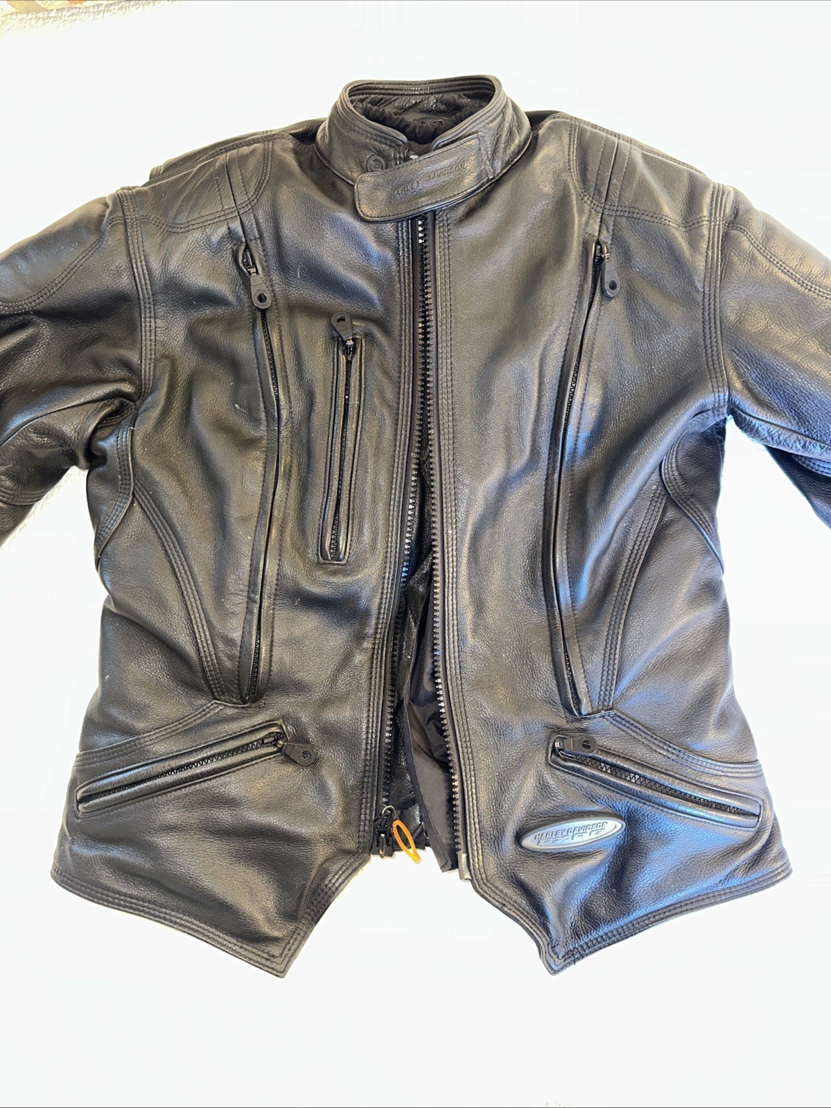 Harley Davidson FXRG Series 1 Black Leather Motorcycle Riding Jacket Size S