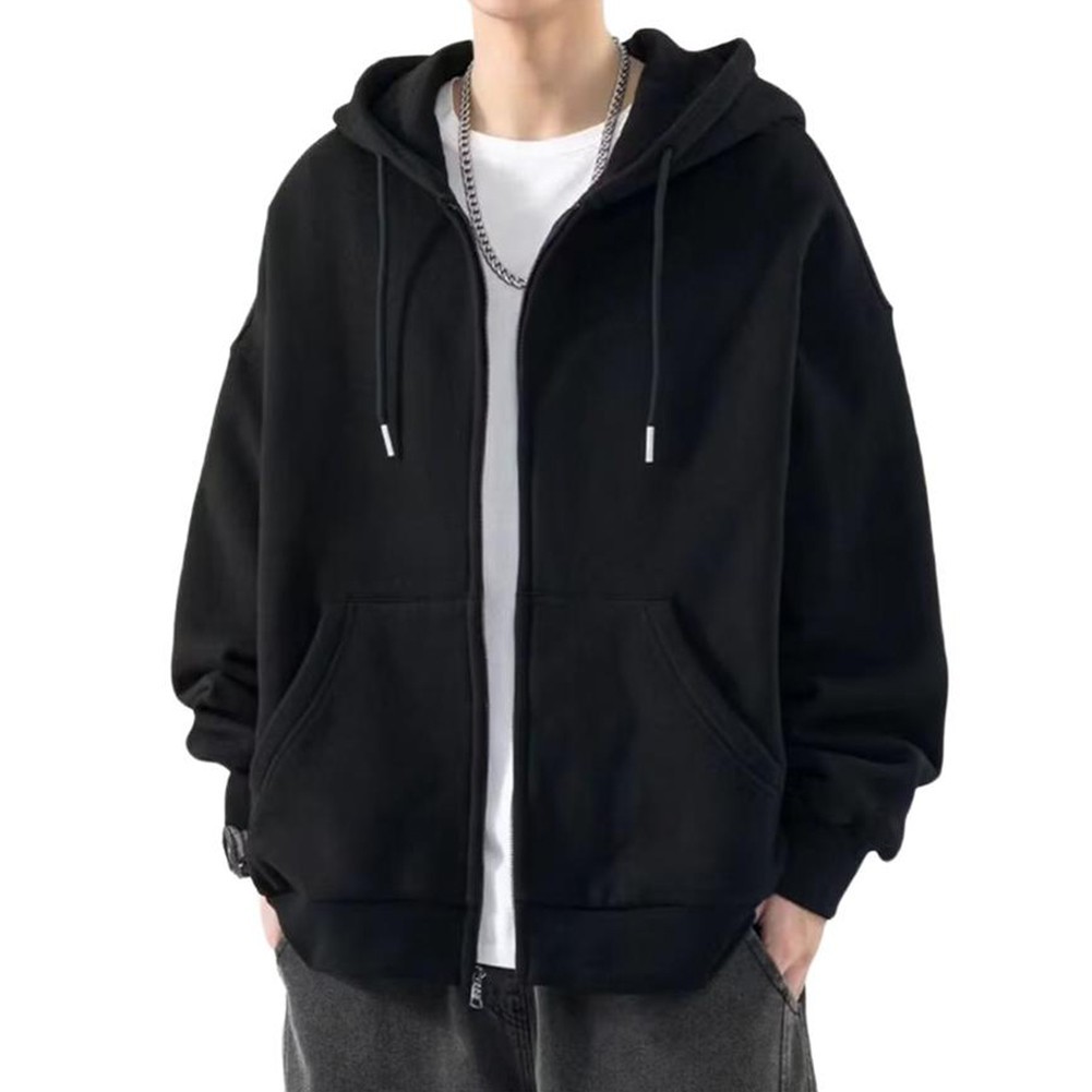 Men Polyester Spandex Blend Oversized Cotton Hoodies Harajuku Streetwear Jacket
