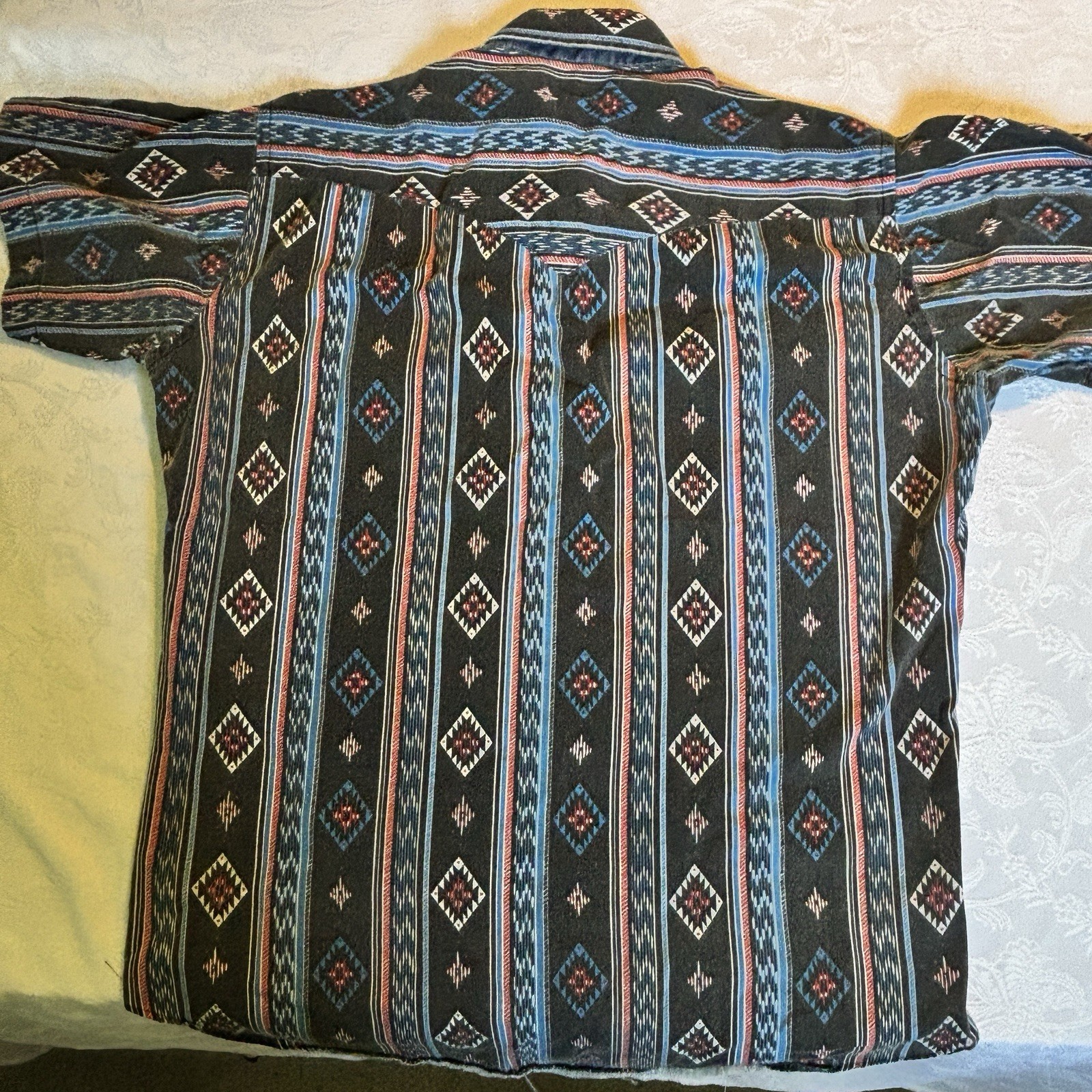 80s 90s RUDDOCK BROS Aztec Shirt Mens size Large short sleeve Western Cowboy USA