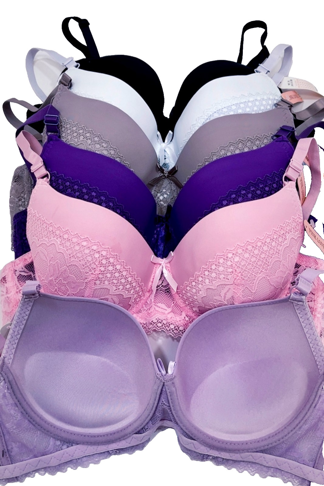 PACK OF 6 pcs BRAS, UNDERWIRE LACE Push Up Bra SOFT CUP SIZE 34-42 B C NEW #5884