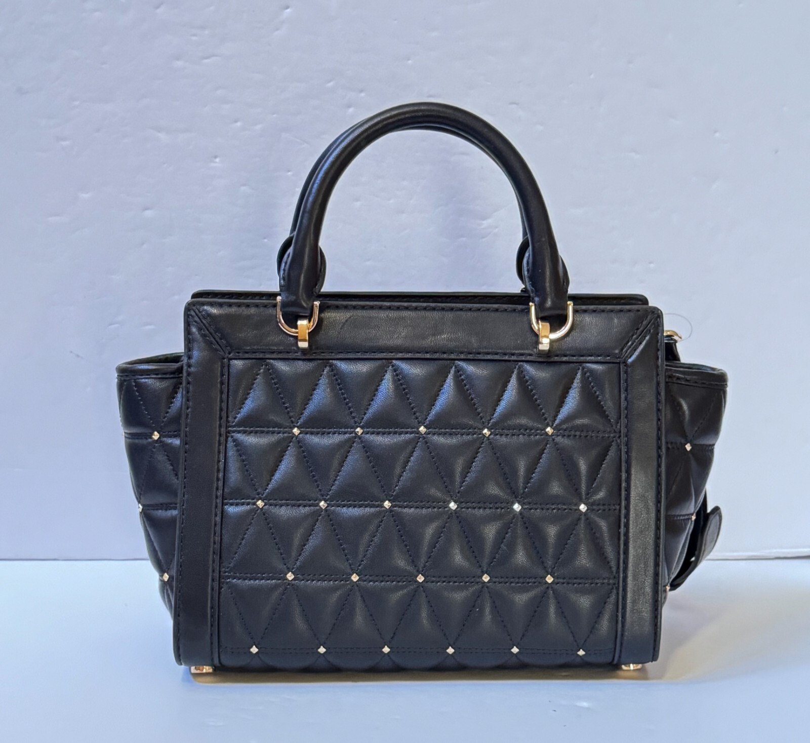 MICHAEL KORS VIVIANNE SMALL SATCHEL CROSSBODY BAG BLACK/GOLD STUDS