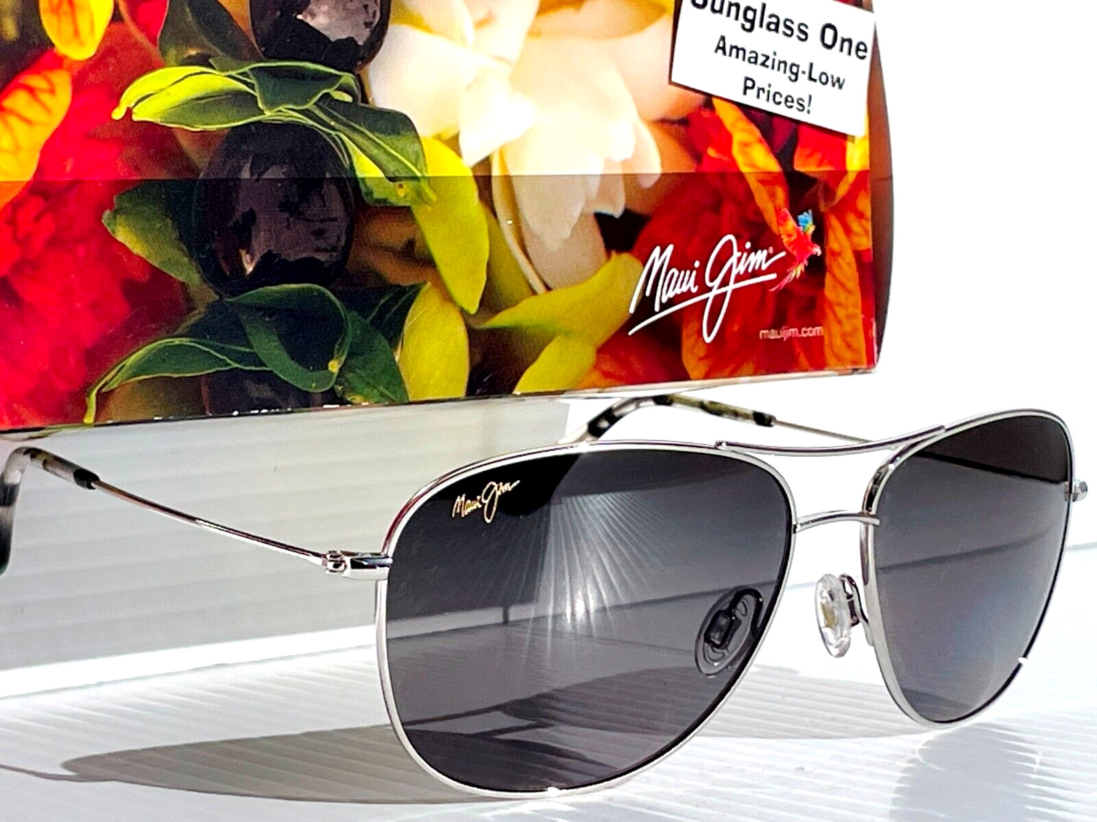 NEW Maui Jim CLIFF HOUSE Silver POLARIZED Grey Lens Sunglass GS247-17
