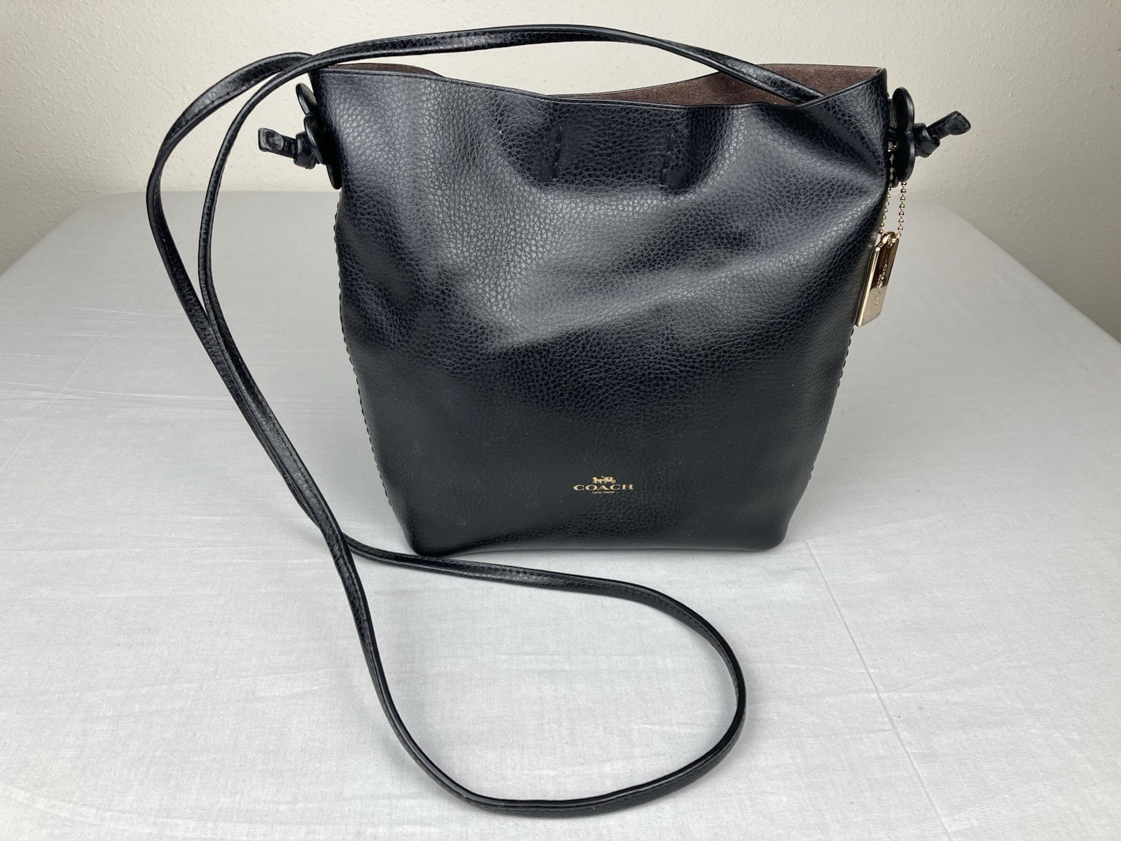 AUTHENTIC COACH LEATHER DERBY CROSSBODY FLOWER BAG BLACK F58661 VGC!