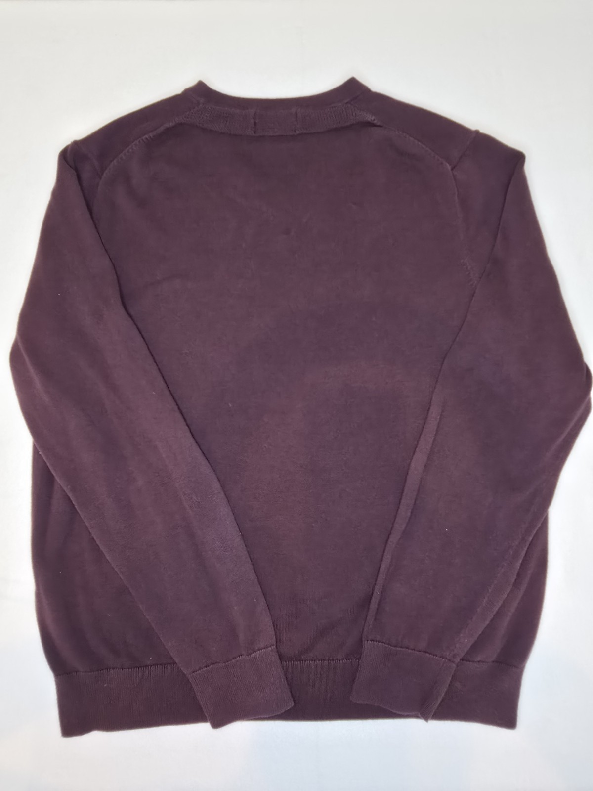 Lands’ End Men’s Large Supima Cotton V-Neck Sweater Burgundy Plum Long Sleeve