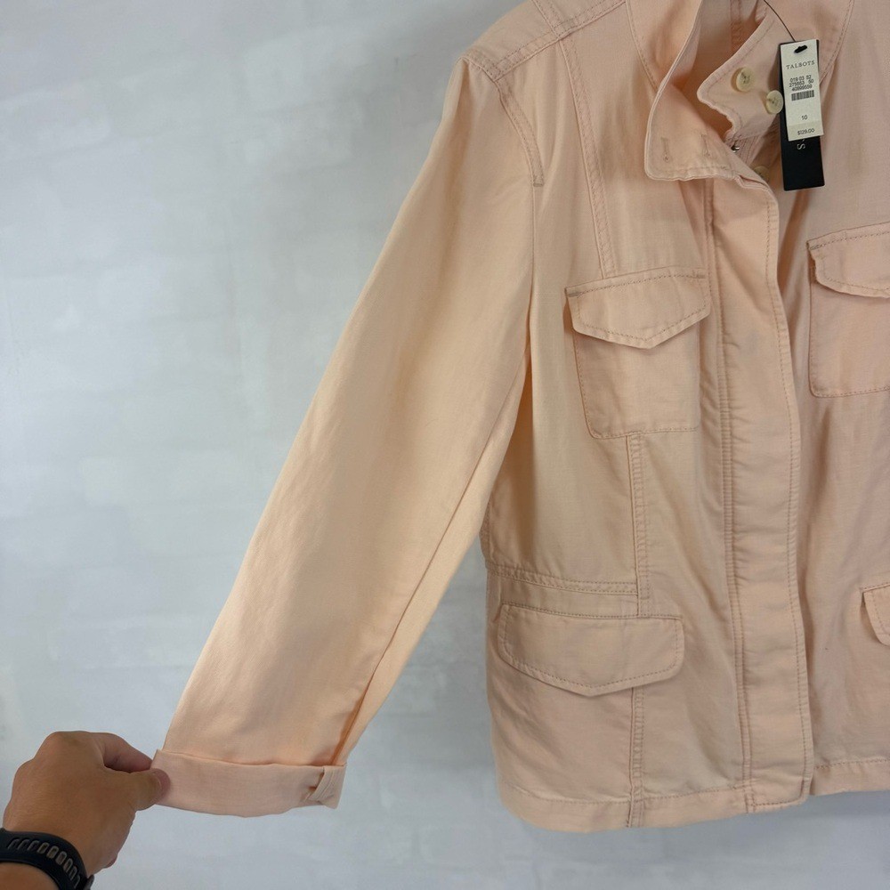 NEW Talbots Peach Utility Jacket Safari Style Cotton Blend Women’s Size 10