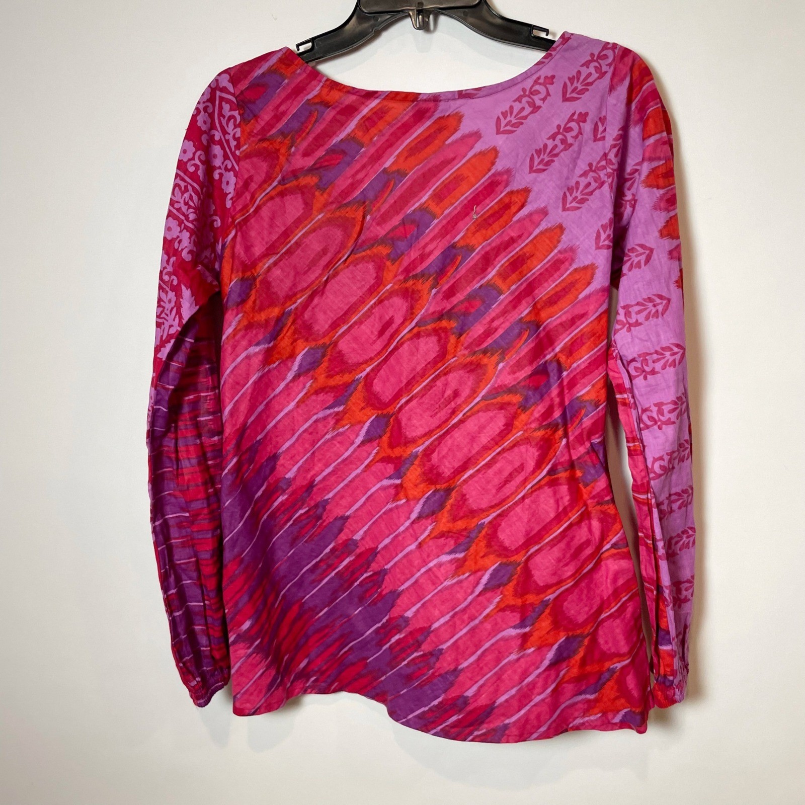 Kodok Long Sleeve Colorfull Pullover A-line Tops Pink Womens Garterized Sleeve