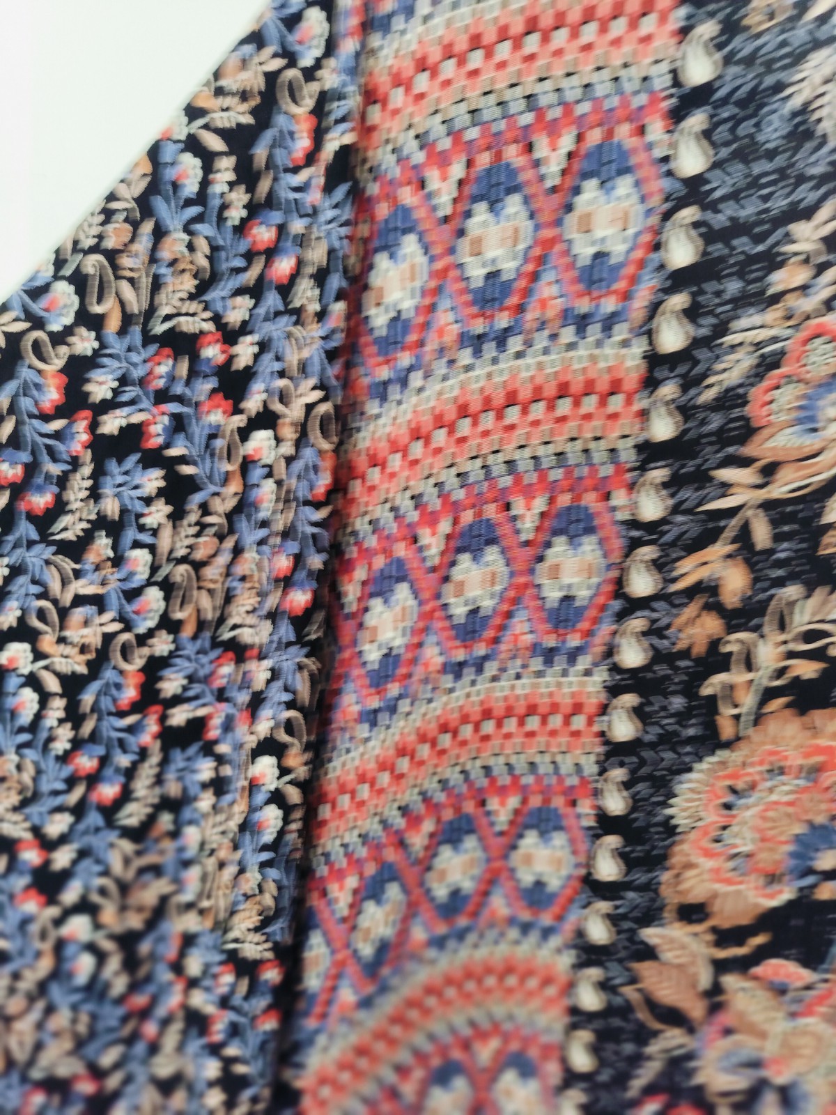 Angie Mixed Print Floral Paisley Kimono O/S Boho Open Front 100% Rayon