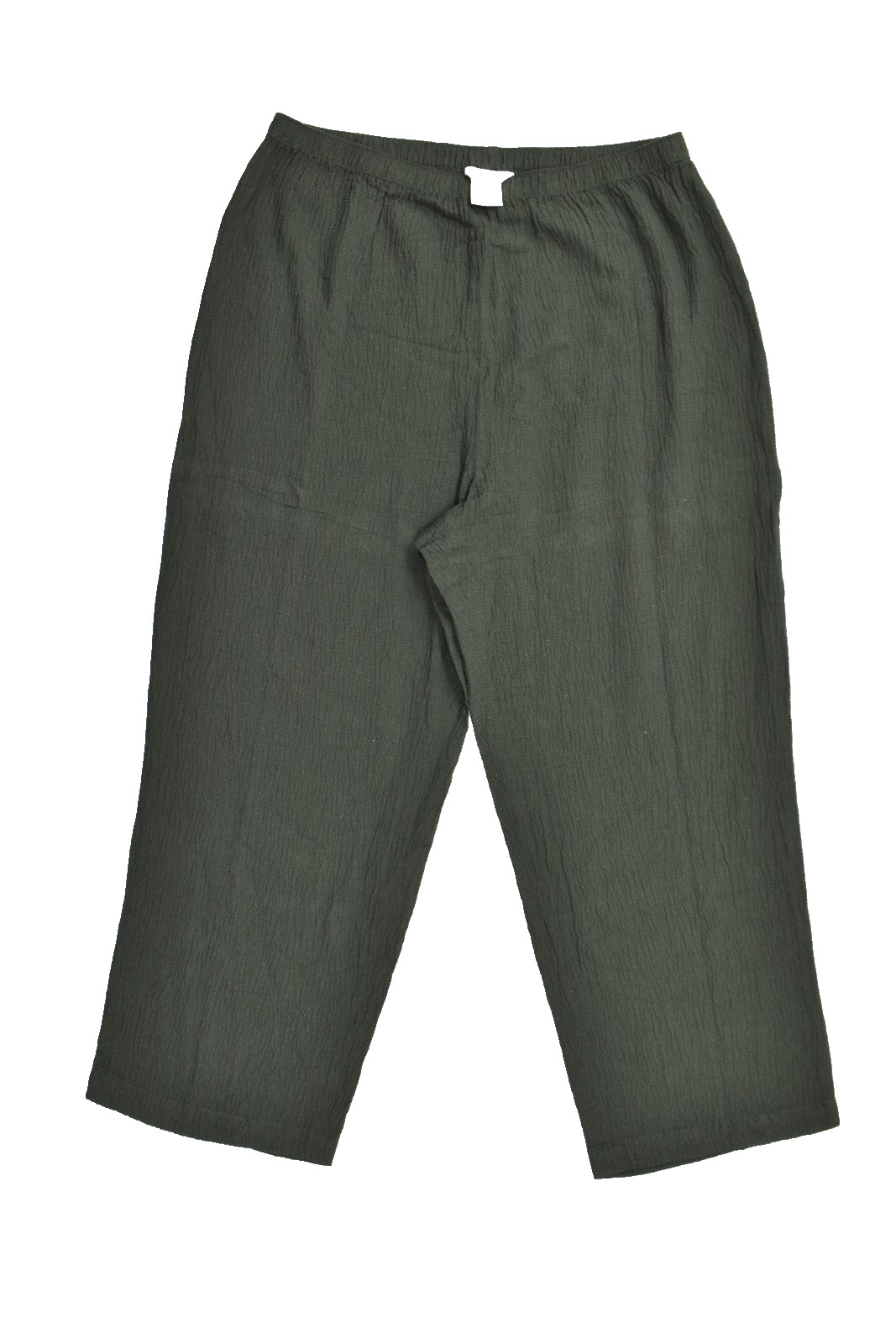 Talbots Women’s Size 14 Dark Green Crinkle Textured Elastic Waist Cropped Pants