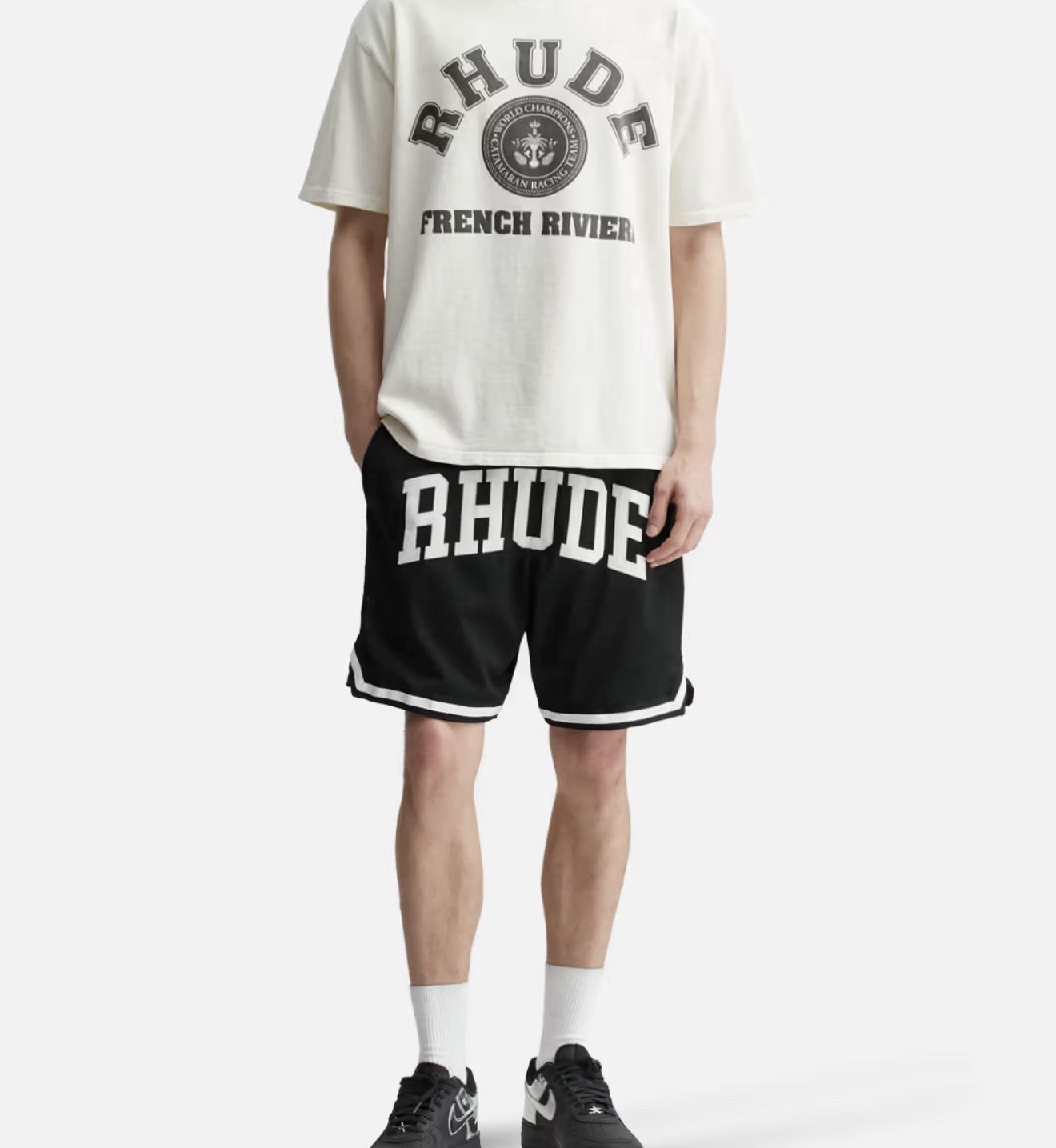 Rhude Collegiate Basketball Shorts ‘Black/White Size XXL String Not Available