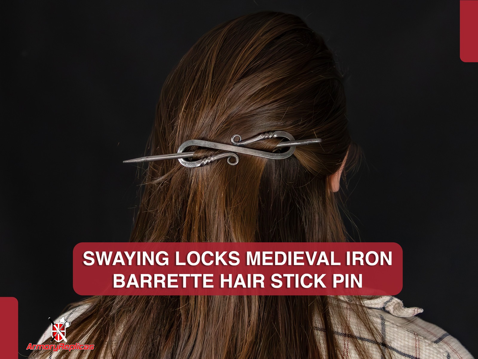 Medieval Inspired Gifts for Her Forged Iron Accessory Barrette Hair Stick Pin