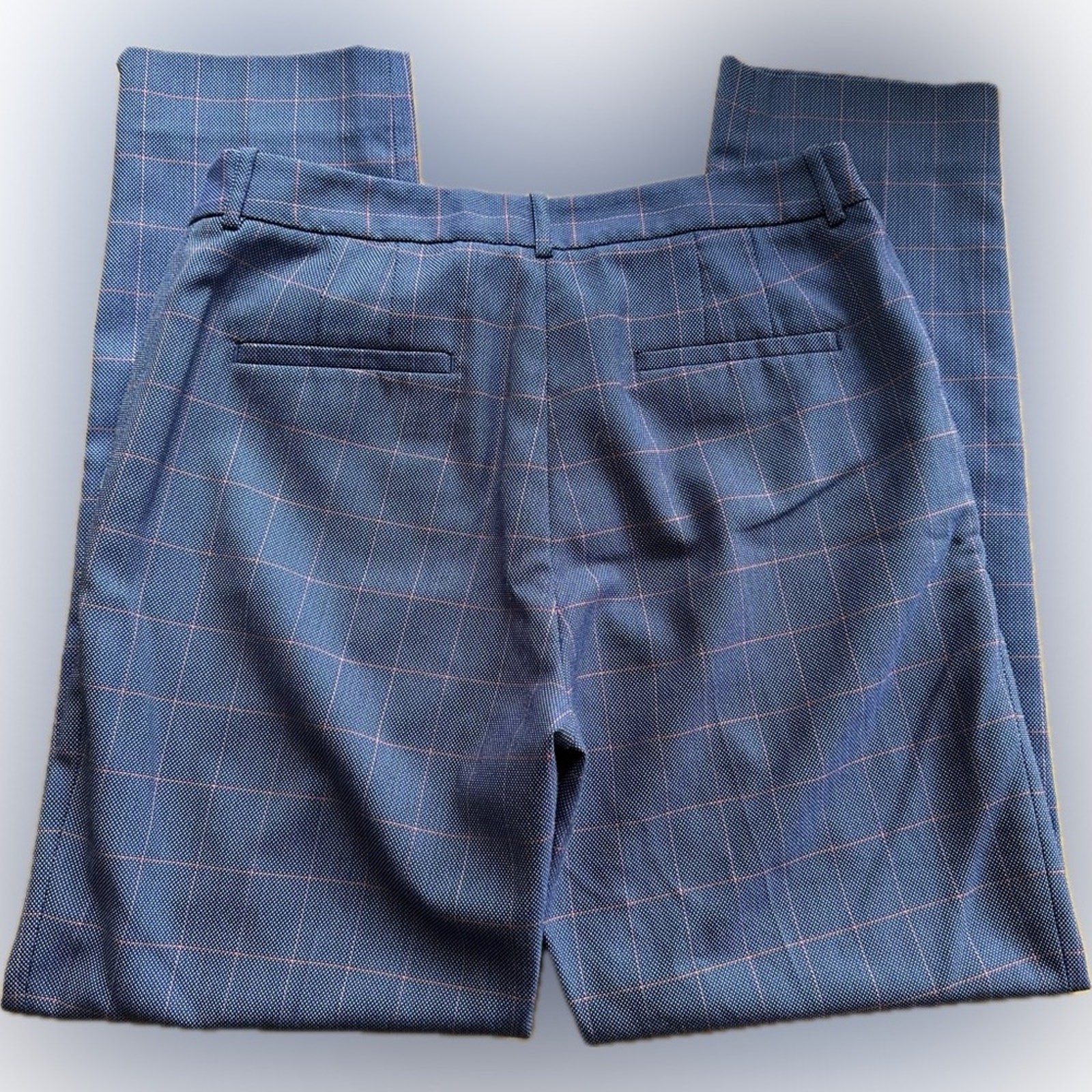 Tahari by Arthur S Levine Blue plaid stretch ankle length trouser pants 4