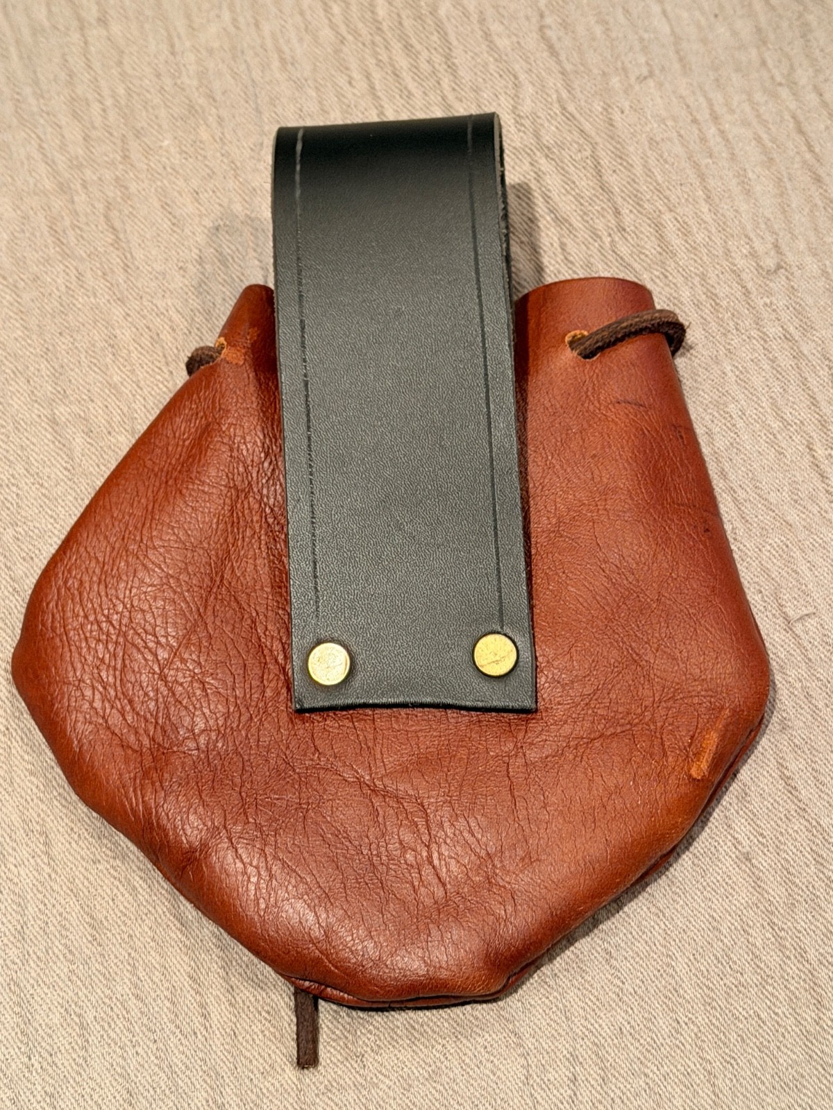Genuine Leather Belt Pouch Steampunk Renaissance Faire Drawstring Turn Lock