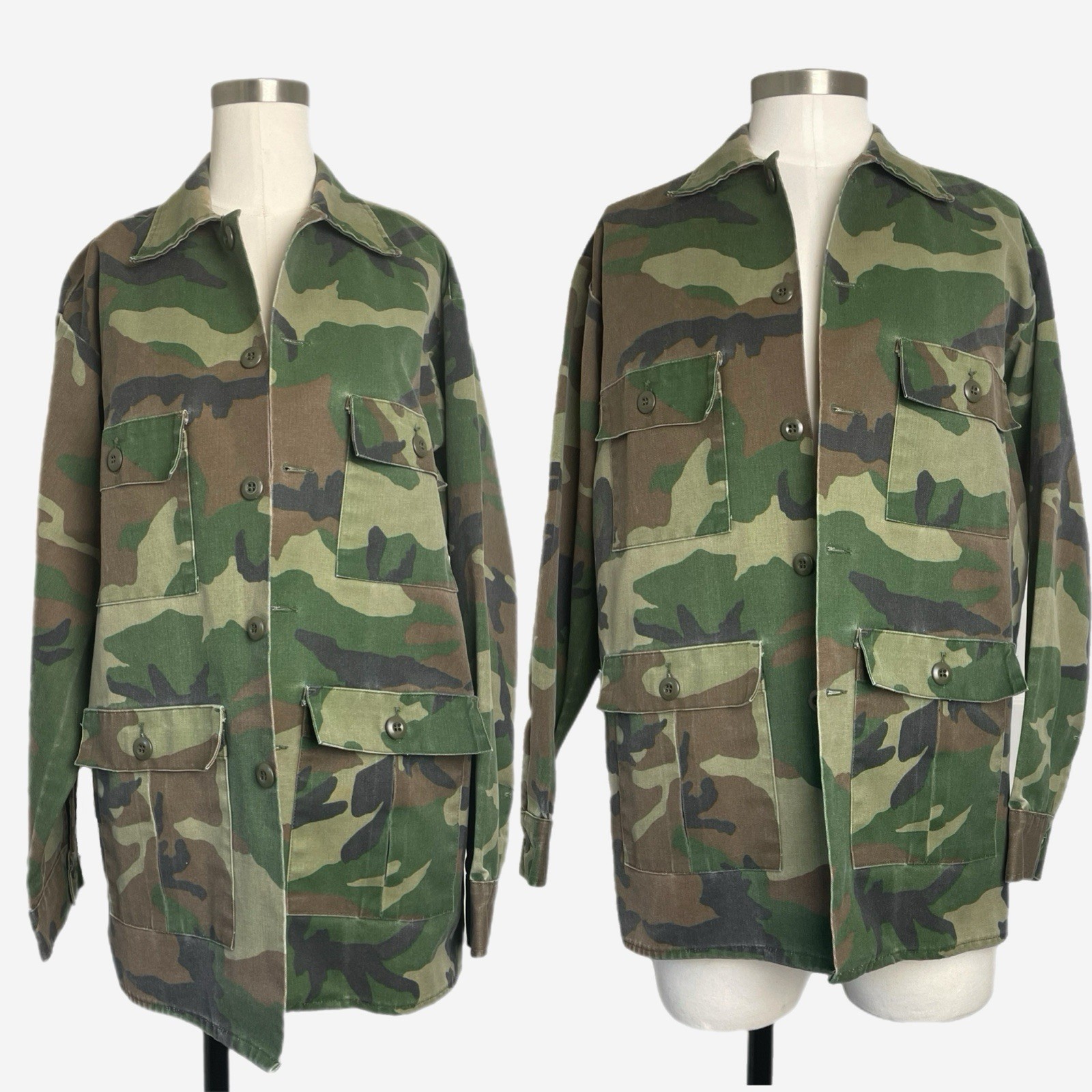 Vintage 90s Buck Apparel Camo button down jacket distressed unisex streetwear L