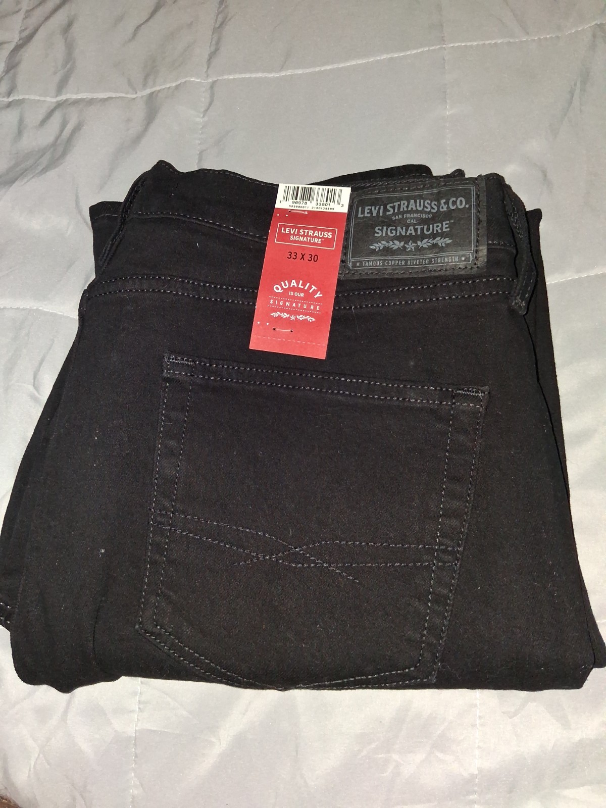 Levi Strauss Signature Men’s Black Straight Jeans 33″ X 30″