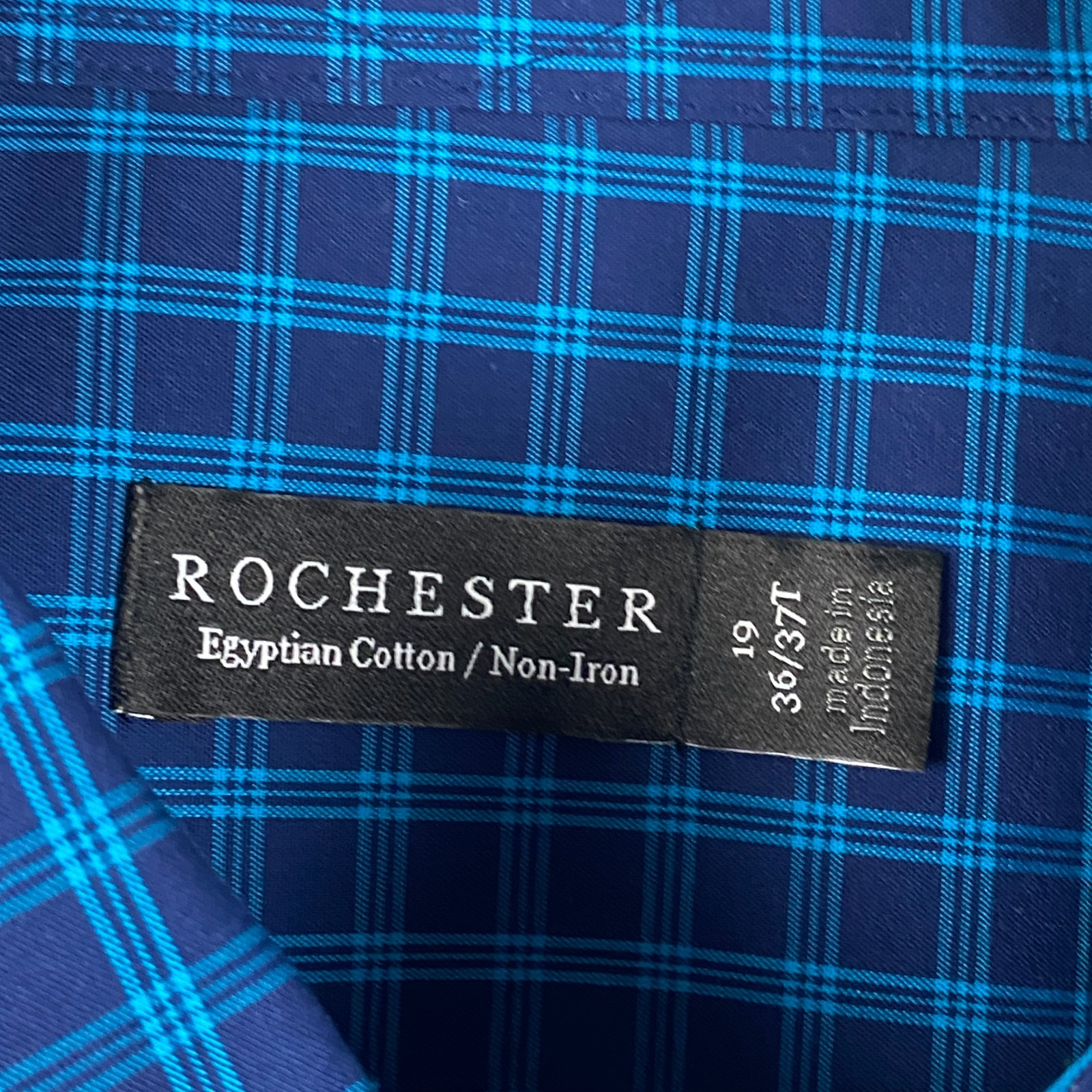 Rochester Egyptian Cotton Non-Iron Plaid Button Shirt Mens 19 36/37 Tall