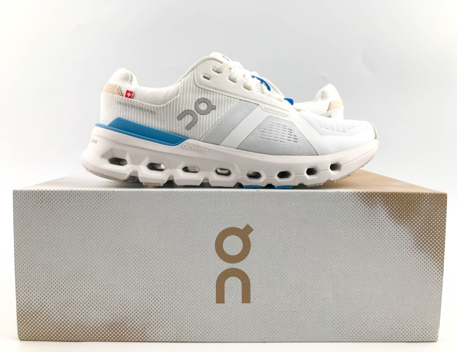 ON Cloudrunner 2 White/Blue Women’s Super Foam 360° Comfort Running Sneakers