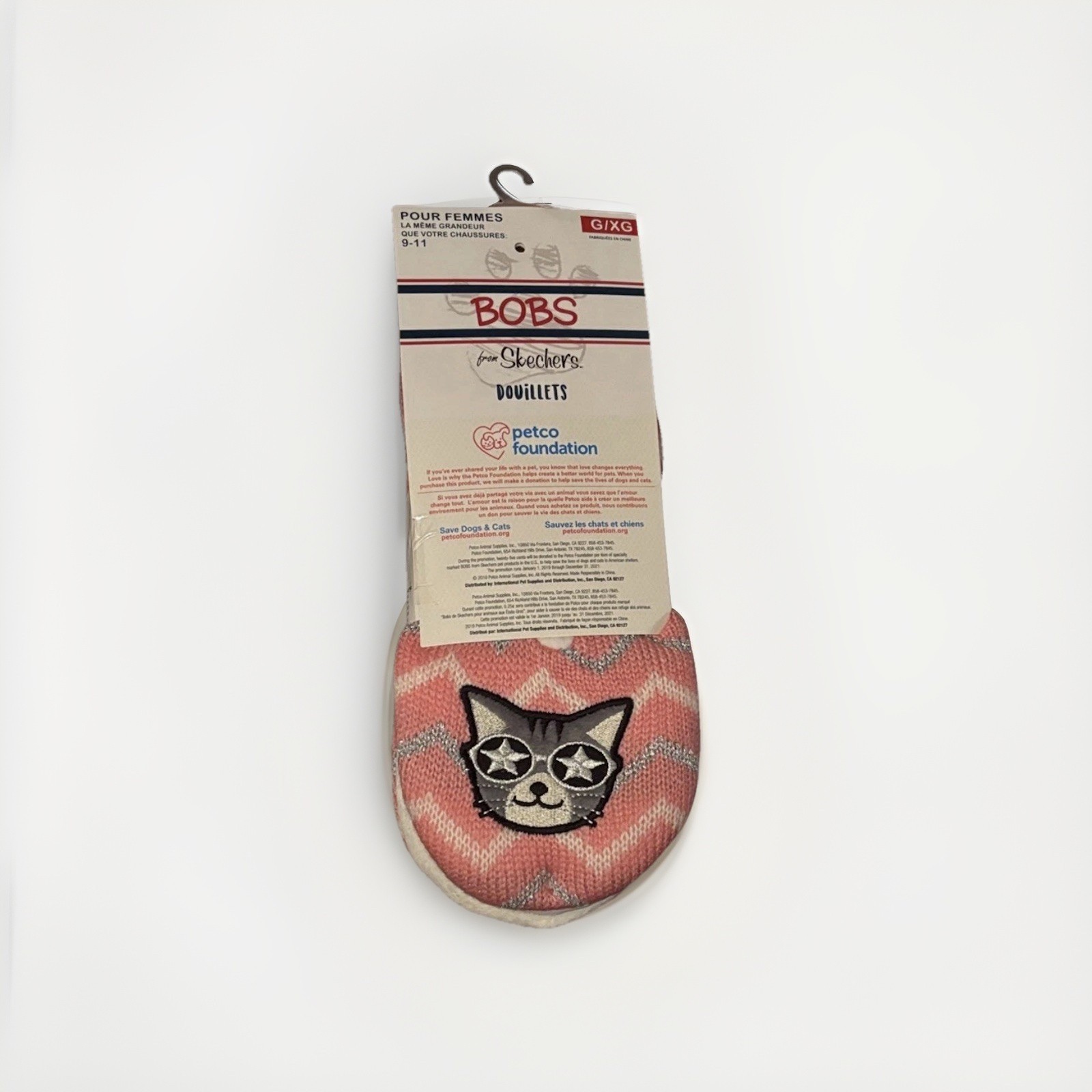 BOBS from Skechers, Women’s L/XL (9-11), slip resistant slippers with cat design