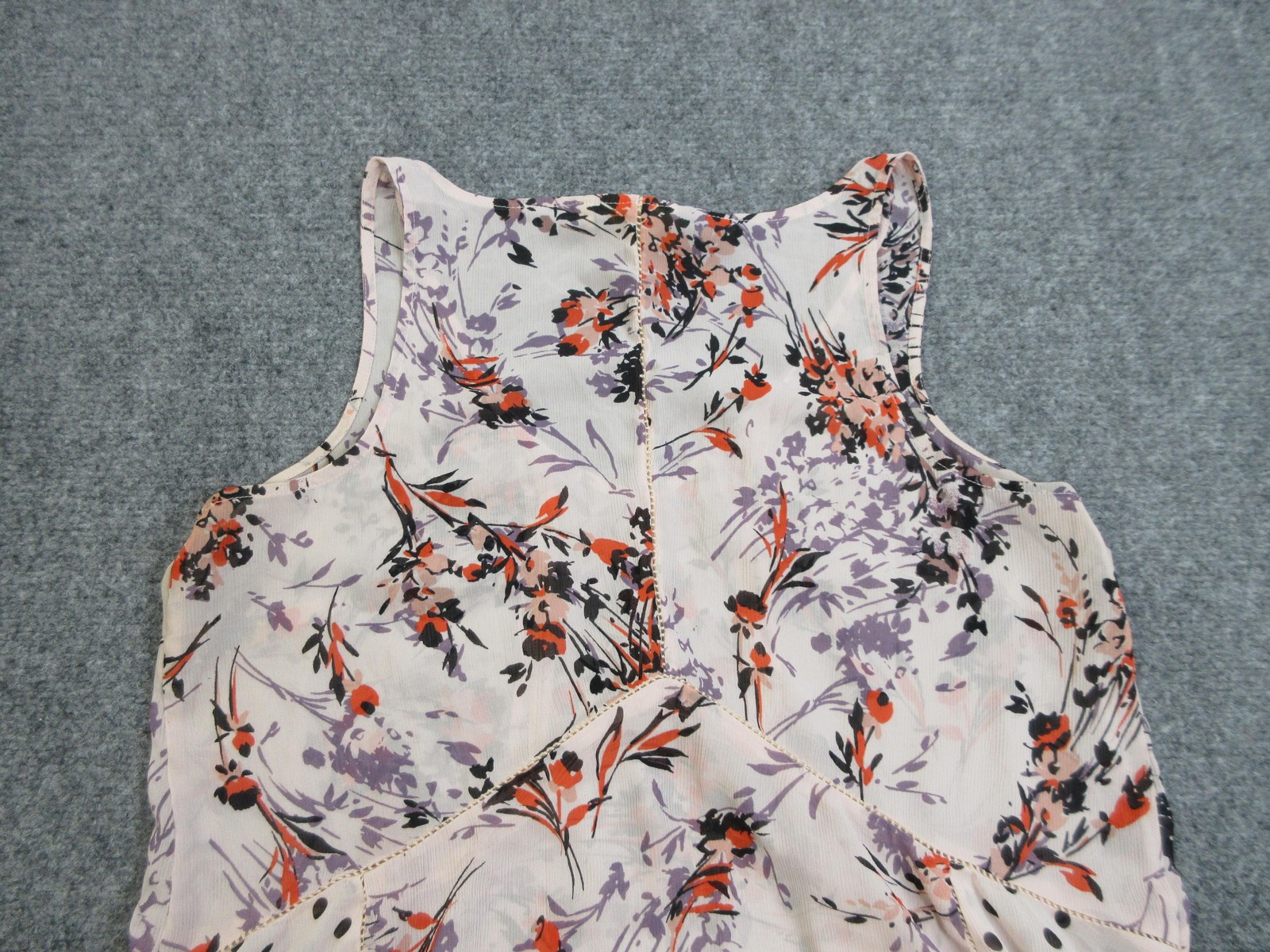 Vanessa Virginia Top Womens Medium Floral Polka Dot Handkerchief Hem Sleeveless