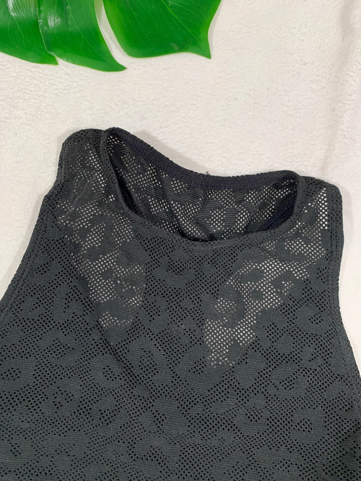 NEW $115 Adam Selman Sport Leopard Racerback Mesh Crop Top [SZ XS ] #2520