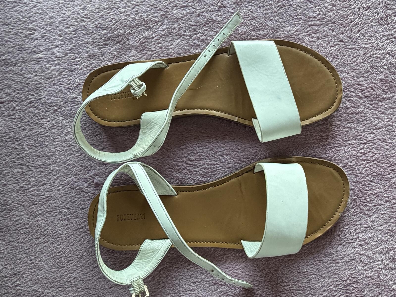 White Leather Ankle-Strap Flat Sandals