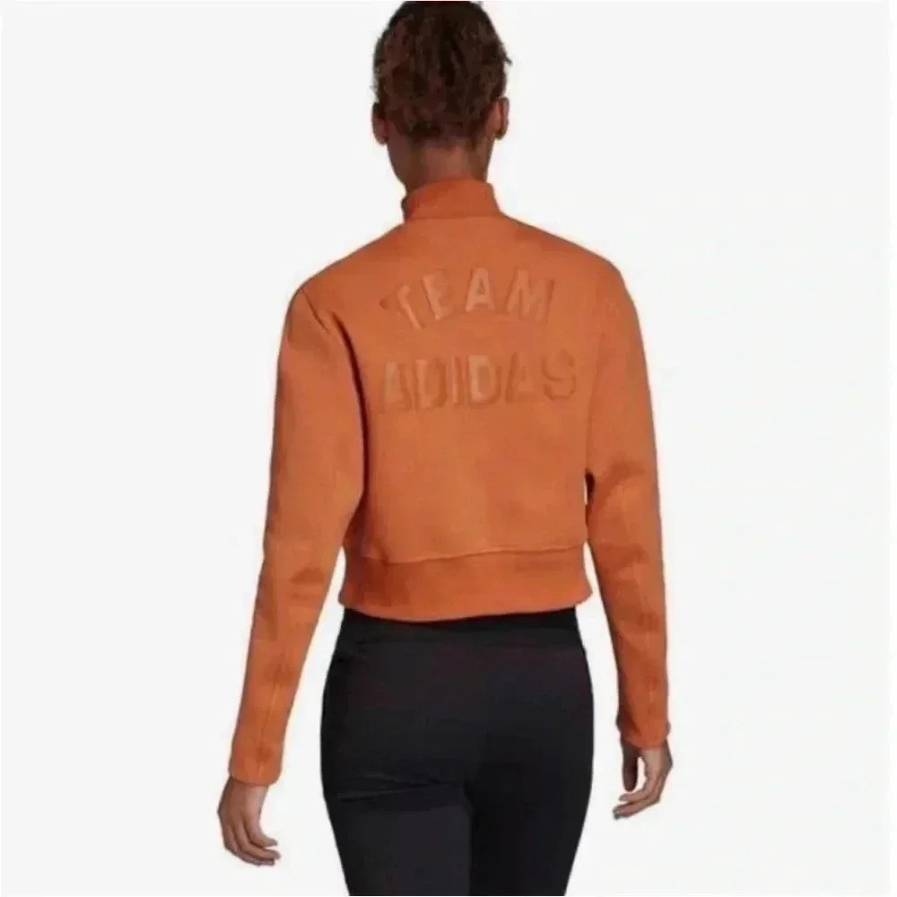 Team Adidas VRCT cropped mock neck pullover sweatshirt in Tech Copper