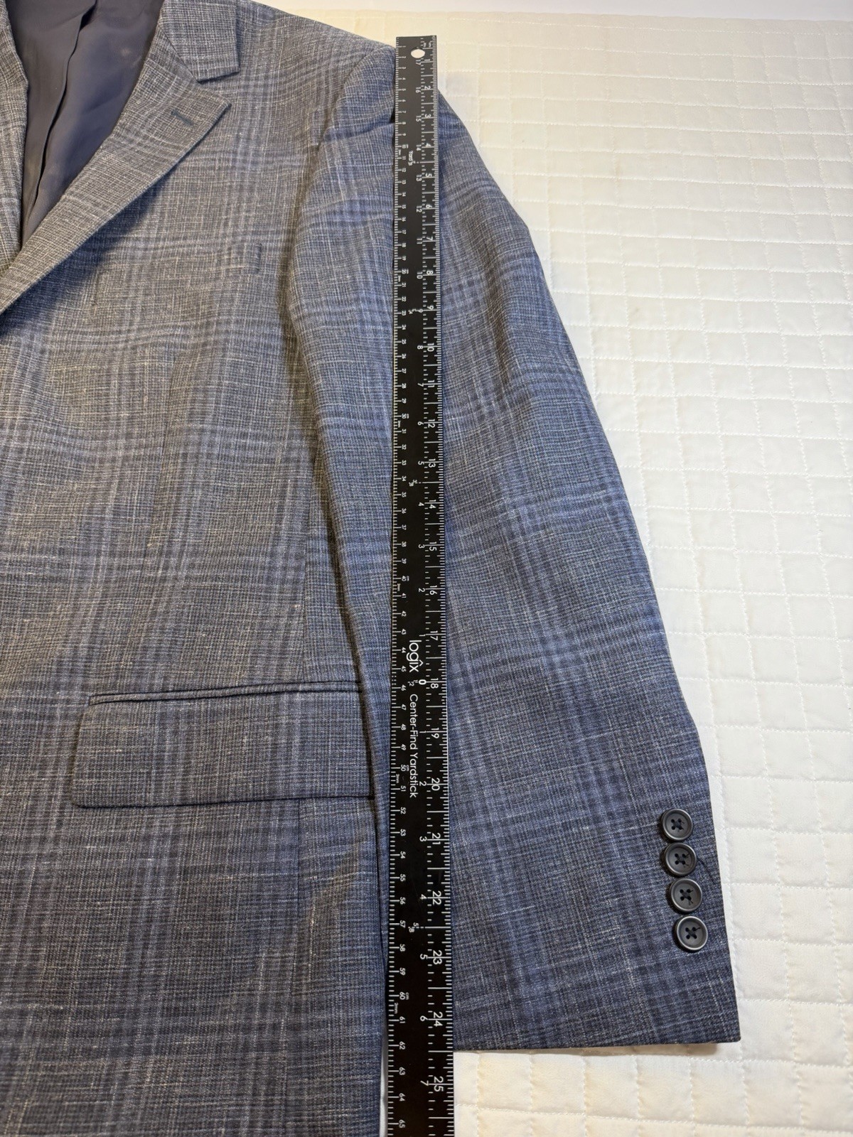 Pronto Uomo Platinum 40R Blue Plaid Sport Coat Wool Silk Linen 2 Button Blazer