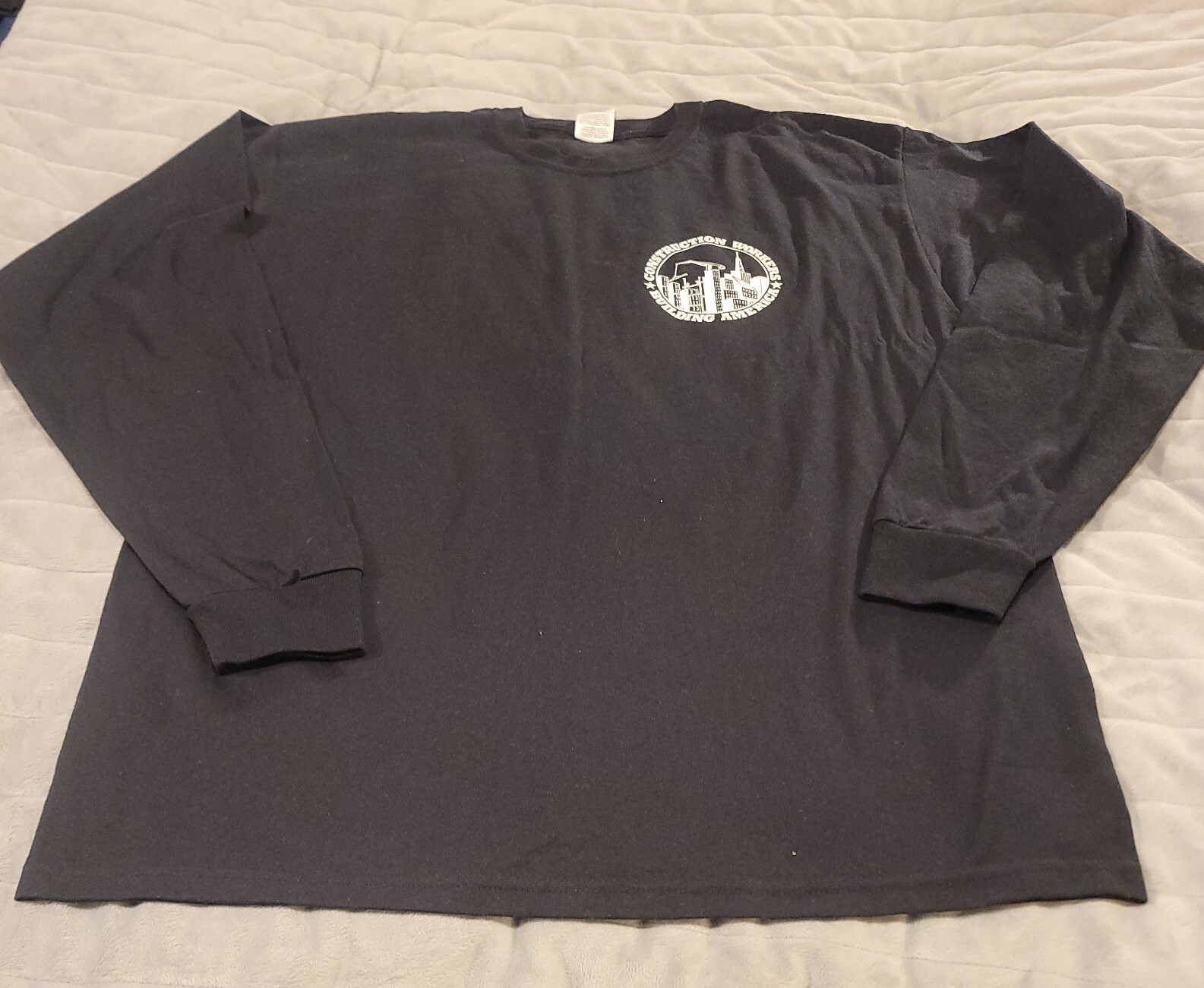 Men’s Construction Workers Building America XL Black Shirt Front and Back Logo