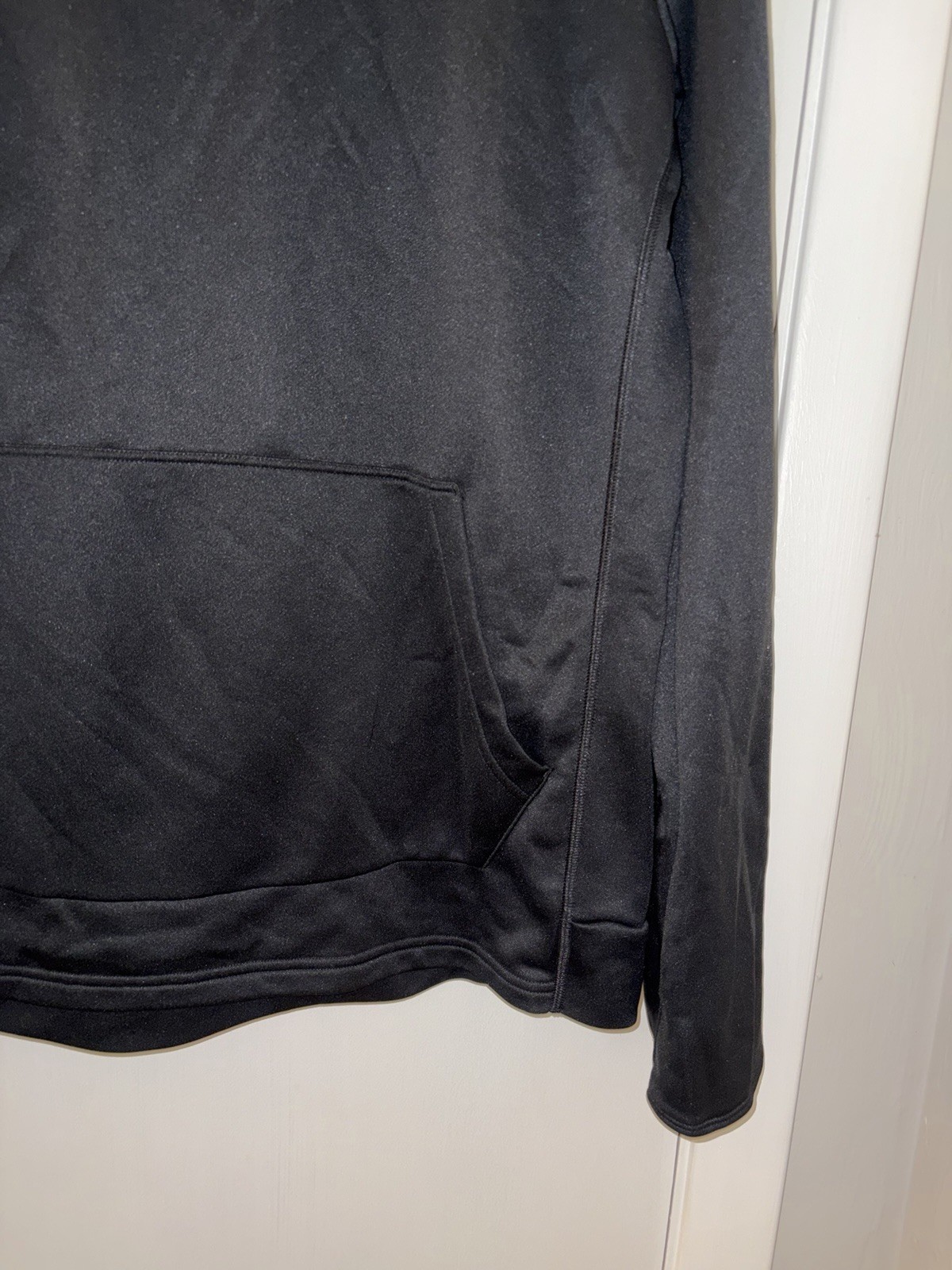 adidas Climawarm Climalite Pullover Hoodie Solid Black Logo Pockets Men’s M