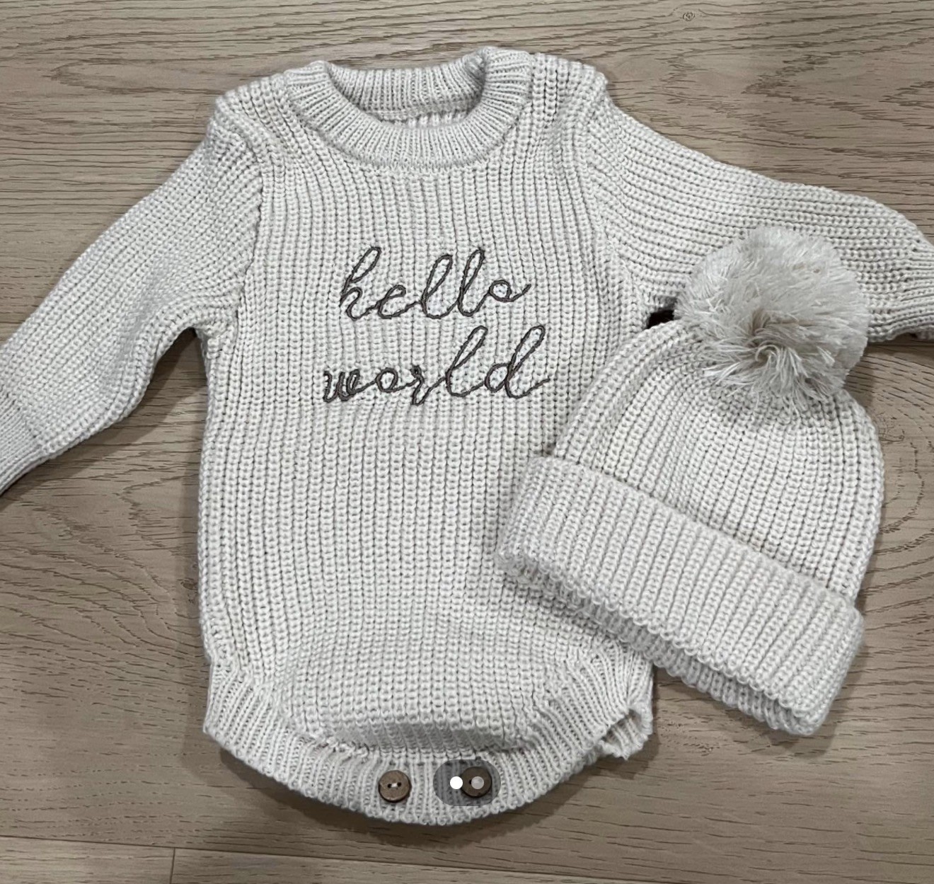 Newborn Romper with Matching Pomp Hat Baby Boy Sweater Outfits for Photo