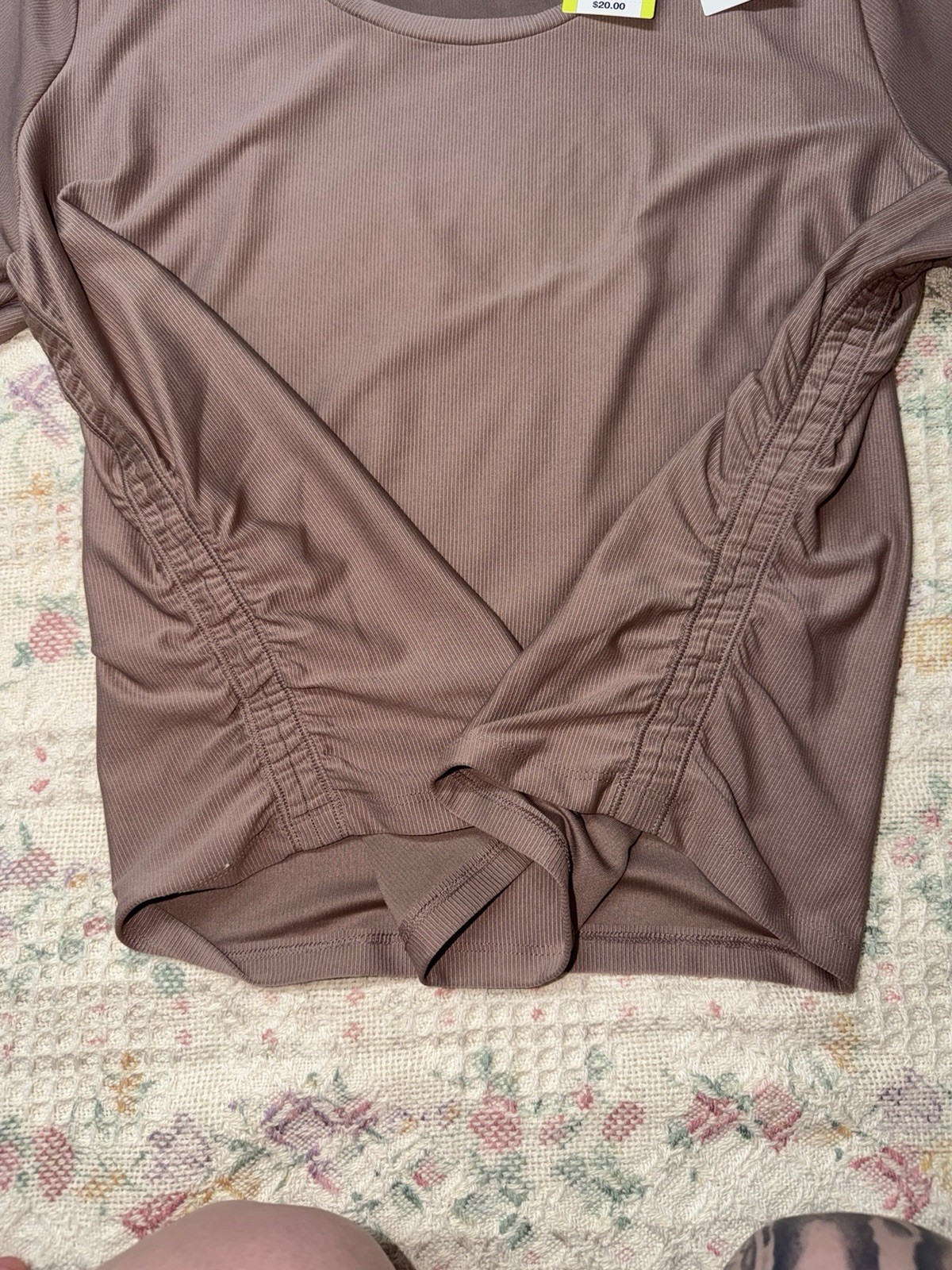 All In Motion Ruched Super Soft Long Sleeve Taupe Shirt
