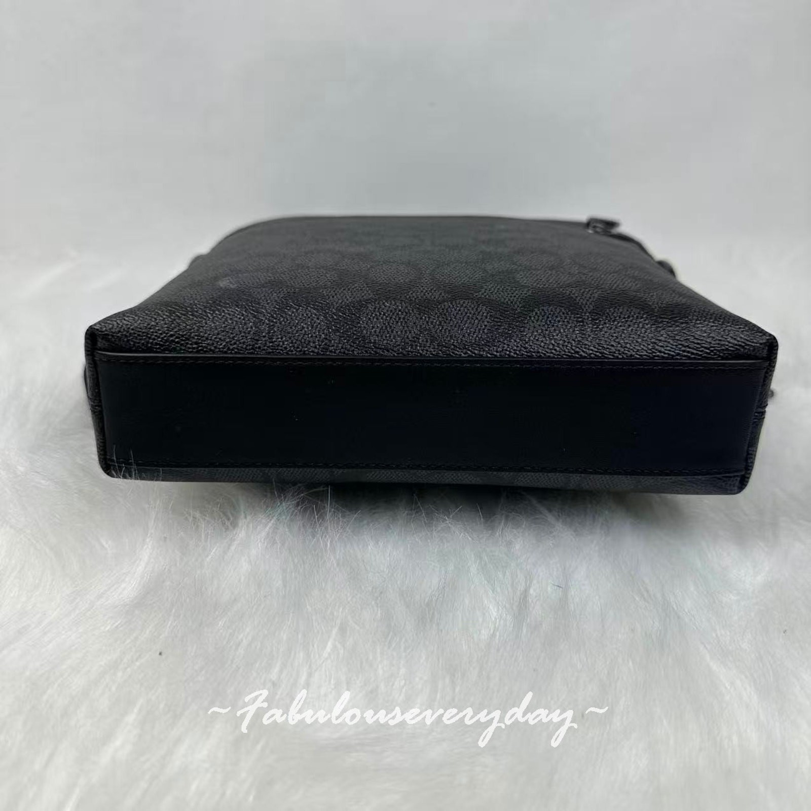 Coach Men’s Houston Flight Bag In Signature Canvas/Charcoal/Black CZ398 NWT
