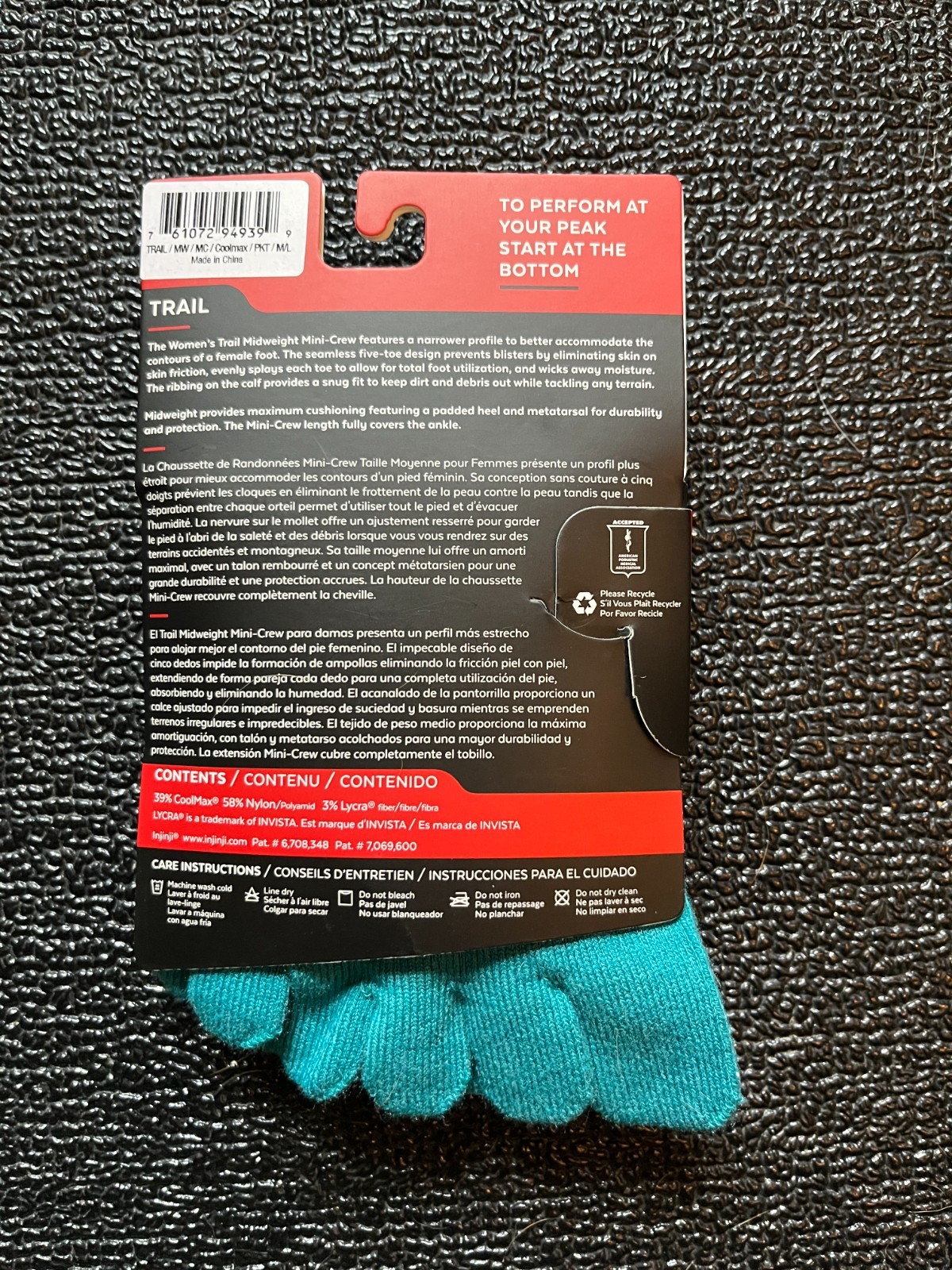 Injinji Women’s Trail Midweight Mini‑Crew Toesocks Socks M/L
