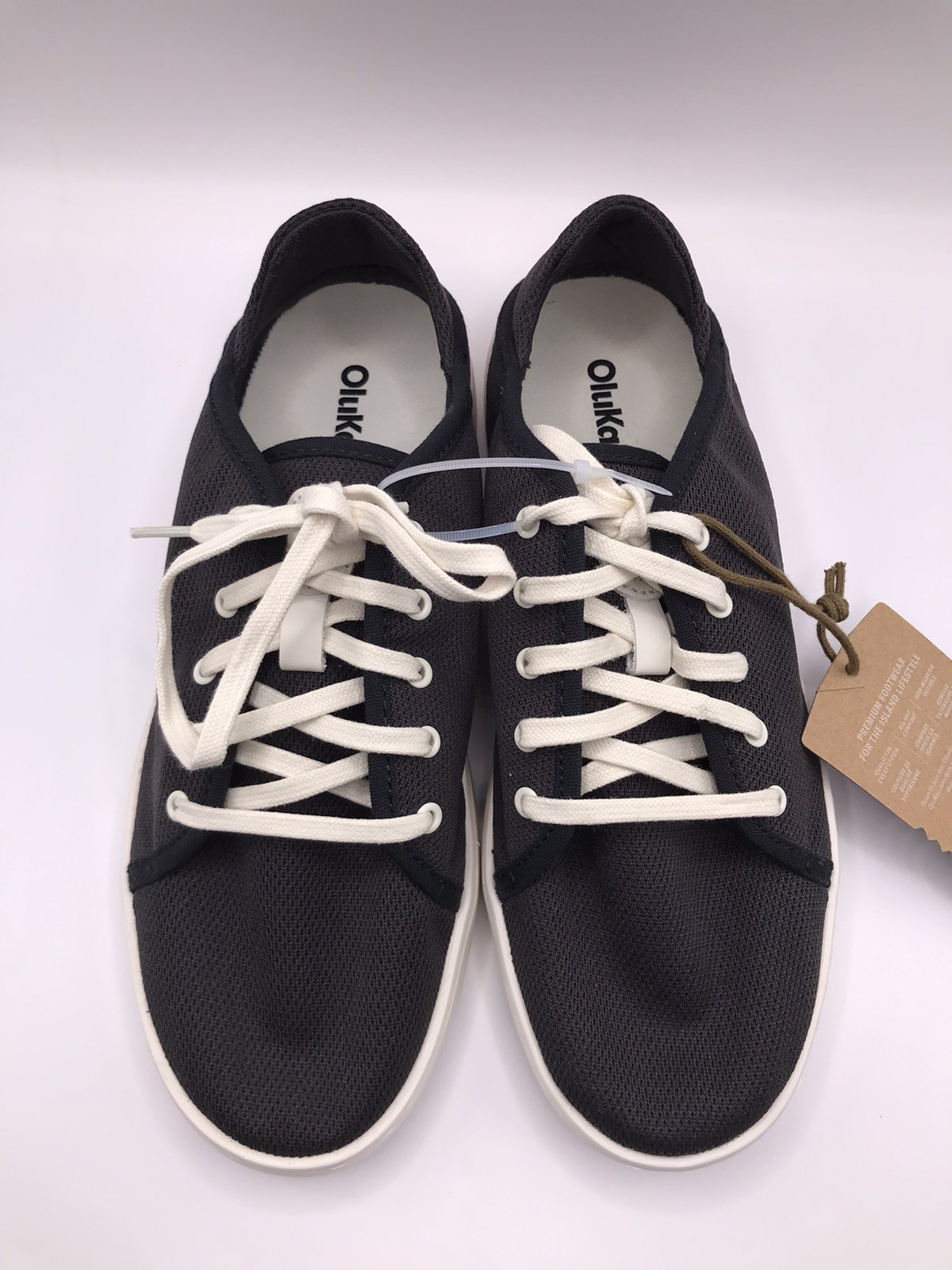 WOMEN’S OLUKAI BLACK/WHITE SAND PEHUEA LI DROP IN HEEL SNEAKERS SIZE 8.5 NWT