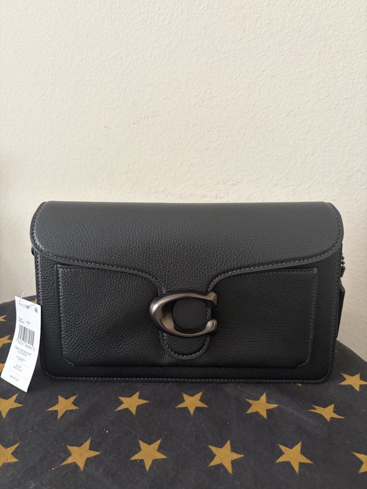 Coach Tabby 26 Black With Pewter And Link Chain Strap In Brass And Pewter