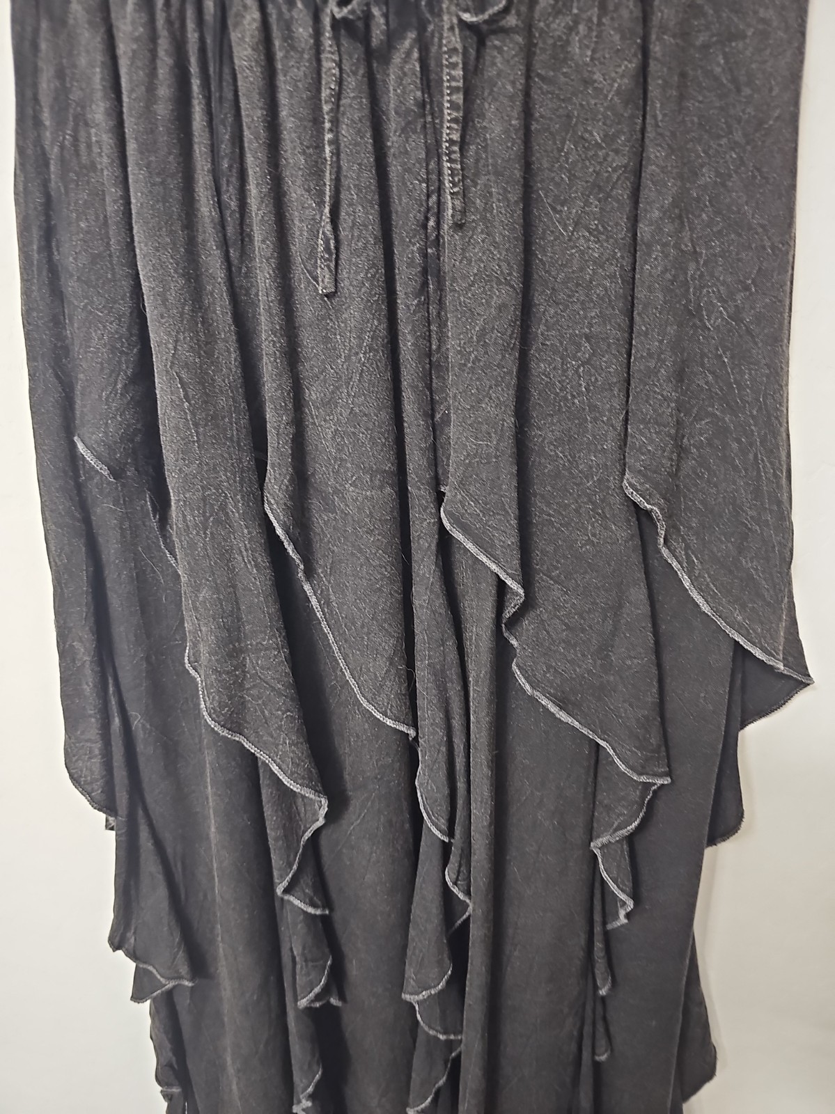 Ge Gal Black Ruffle Maxi Skirt Boho One Size Asymmetric Tiered Fairy Grunge Goth