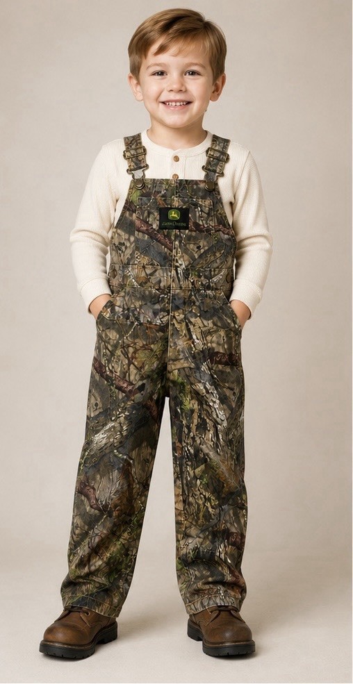 John Deere Mossy Oak Camouflage Kids Bib Overalls Size 5T – Hunting Camo