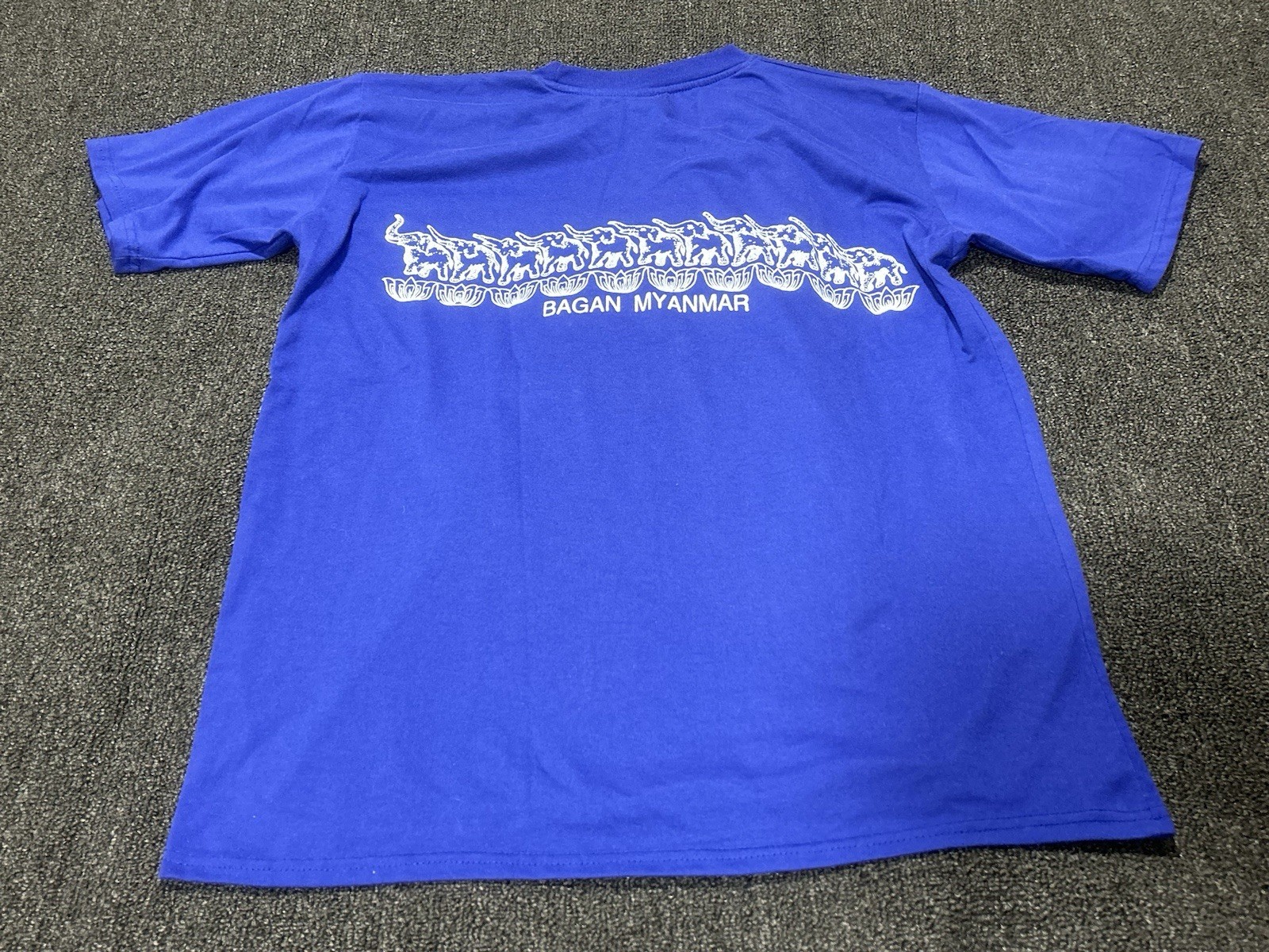 Bagan Myanmar Elephant Graphics Blue Souvenir T-Shirt Womens 2XL XXL