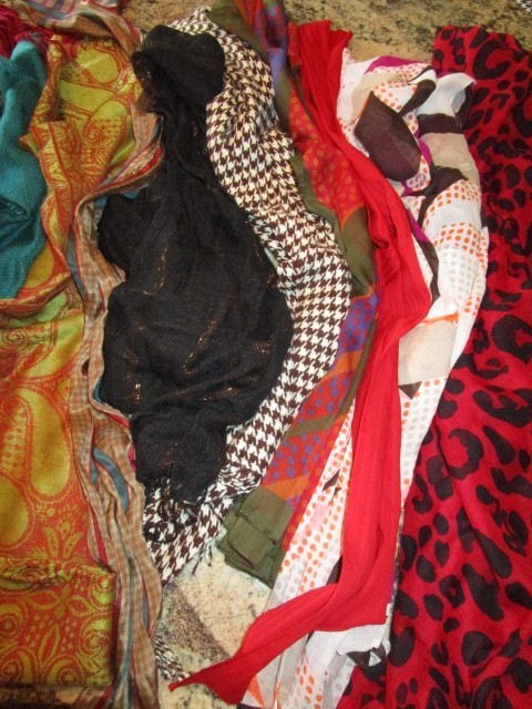 25 PRINT DESIGNS SCARFS….Various colors styles prints lengths and materials