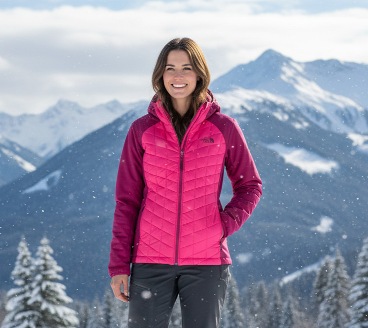 The North Face Thermoball Hybird Hoodie Womens M Magenta Insulated Puffer Jacket