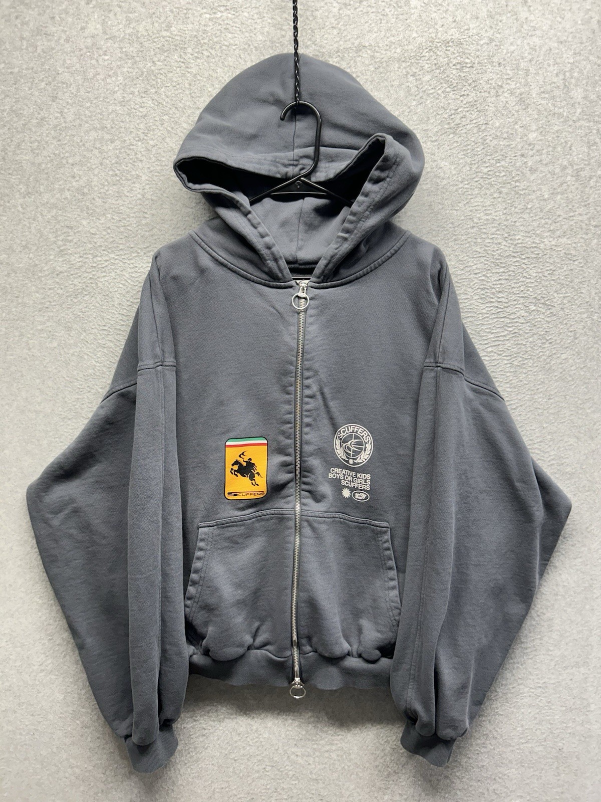 Scuffers Hoodie Mens 2XL Gray Full Zip Everyday Urban Aesthetics Streetwear Logo