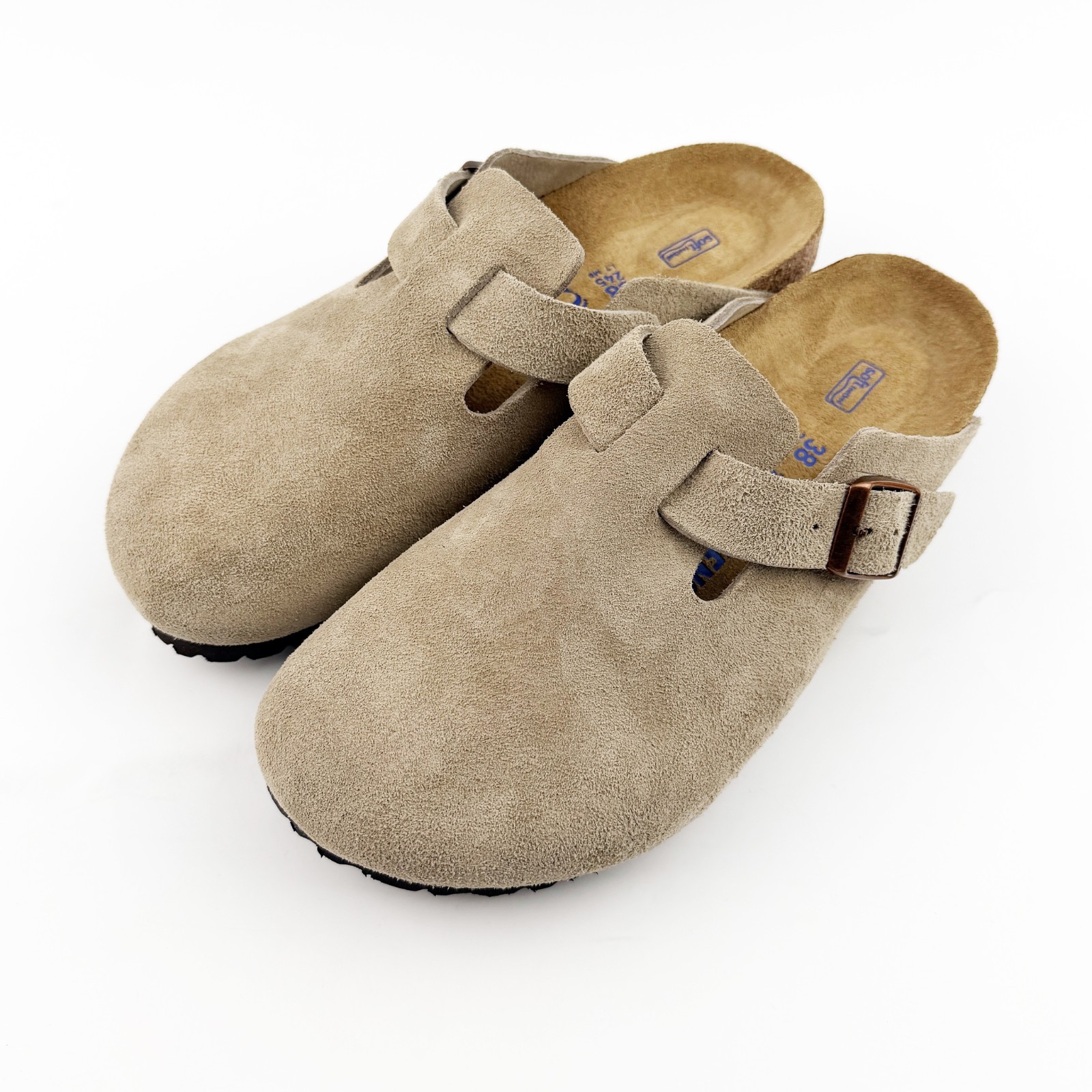 Birkenstock Boston Soft Footbed Suede Clog Taupe Unisex Shoes Have Narrow/Wide