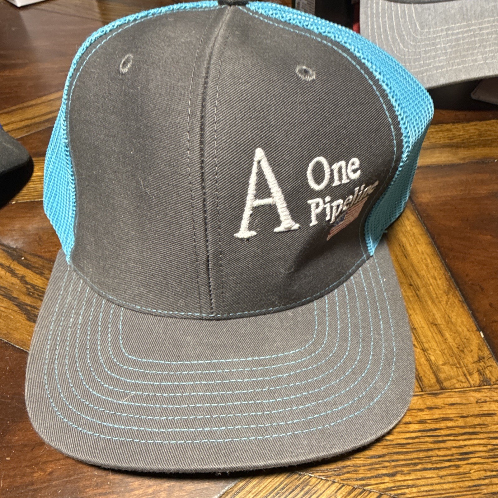Richardson Men’s Trucker Hat Mesh Back Gray/Blue One Size Solid Embroidered