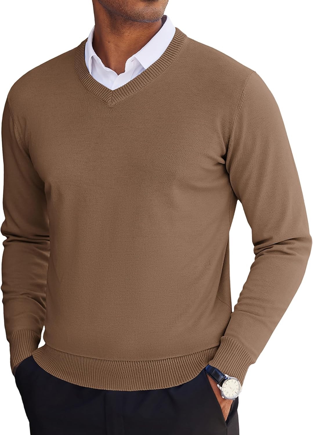 Men’s Lightweight Knitted V Neck Pullover Sweater Casual Soft Comfortable Fall