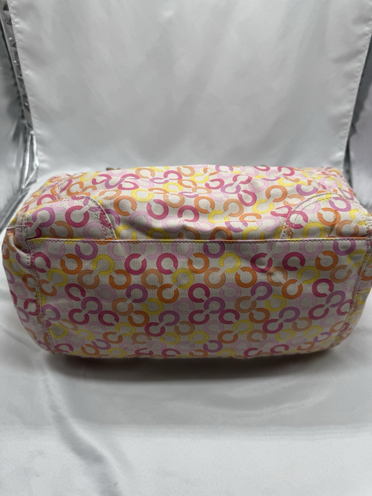 COACH Leah Signature Muti-color Shopper Tote Bag Laptop Commuter Office Shoulder