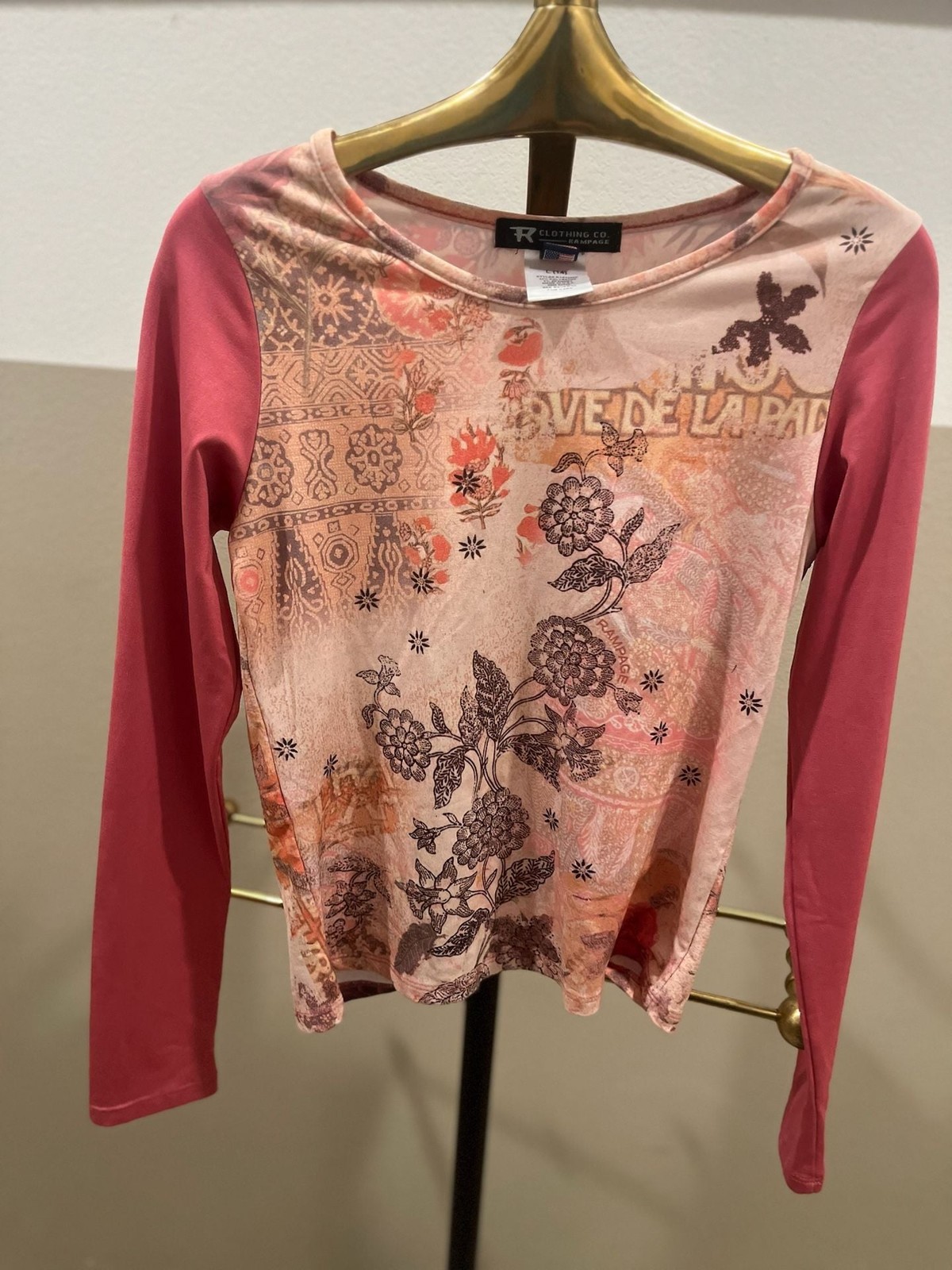 Rampage Clothing Co. Long Sleeve Graphic Floral Print Top