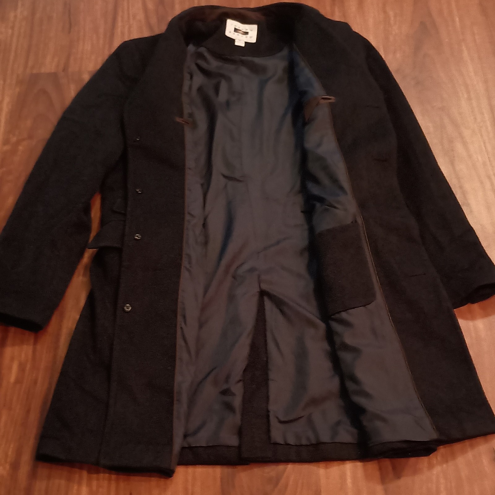 Joseph Abboud Men’s Black Wool Blend Overcoat Lined Pockets 36 Regular