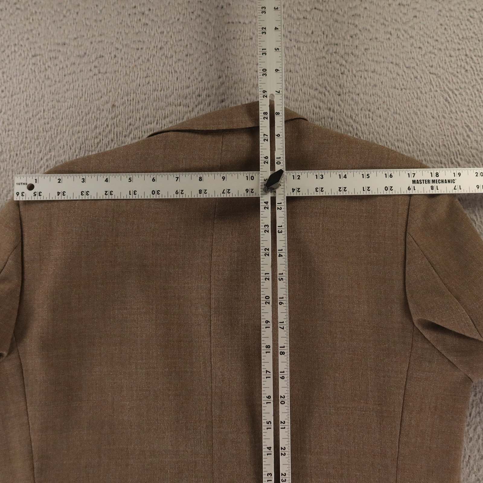 VTG Hopsack Jacket M Brown Polyester Wool Blazer Patch Pocket Crested Button 40R